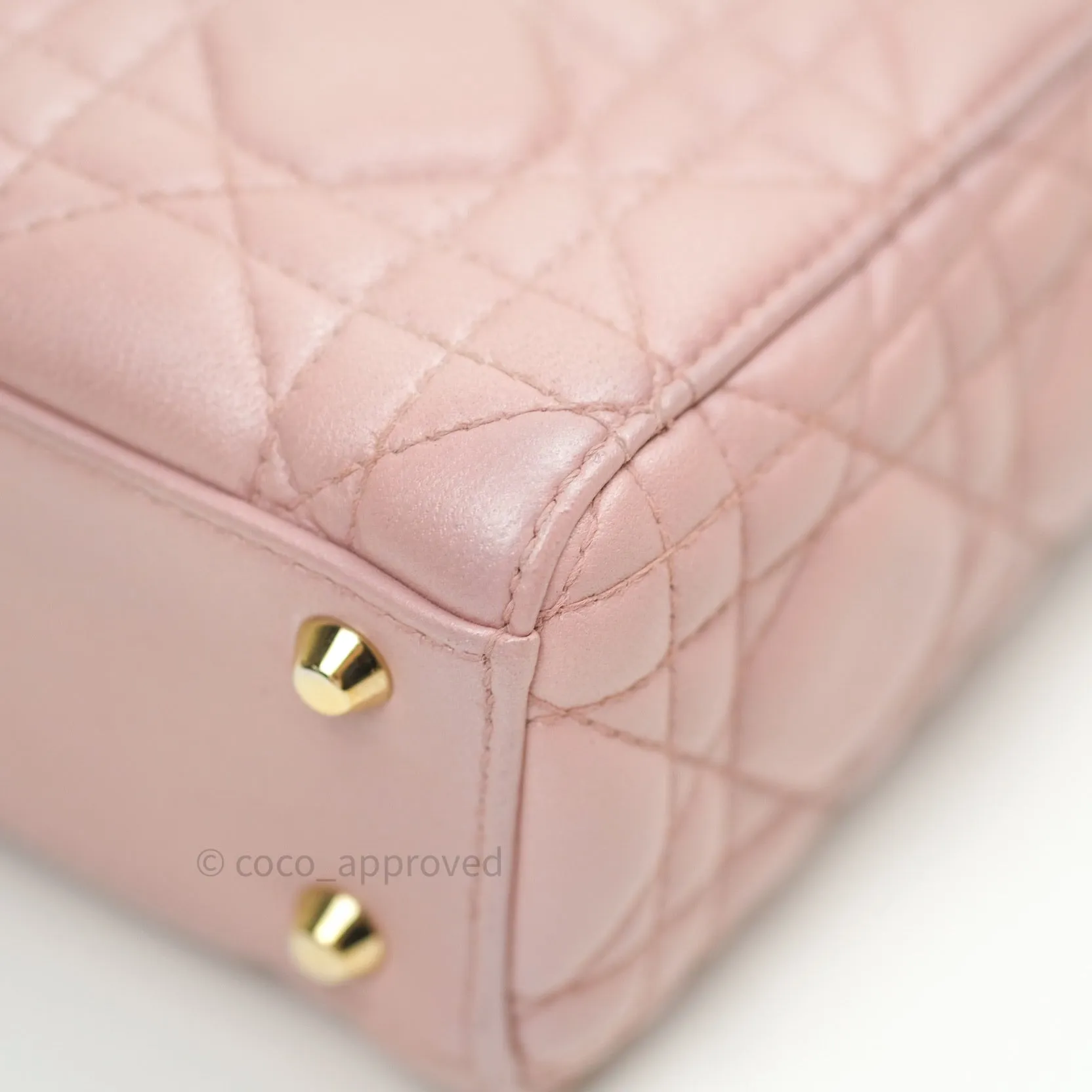 Christian Dior Calfskin Cannage Mini Lady Dior Pink