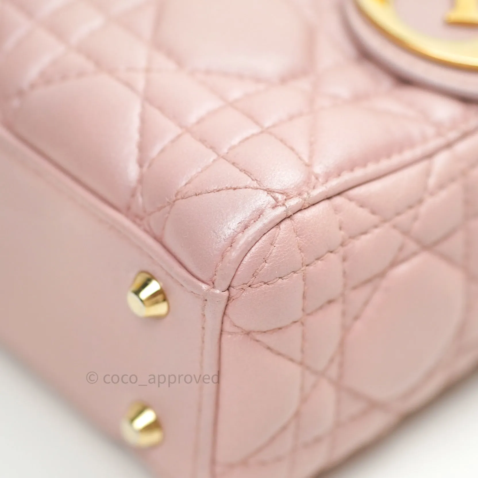 Christian Dior Calfskin Cannage Mini Lady Dior Pink