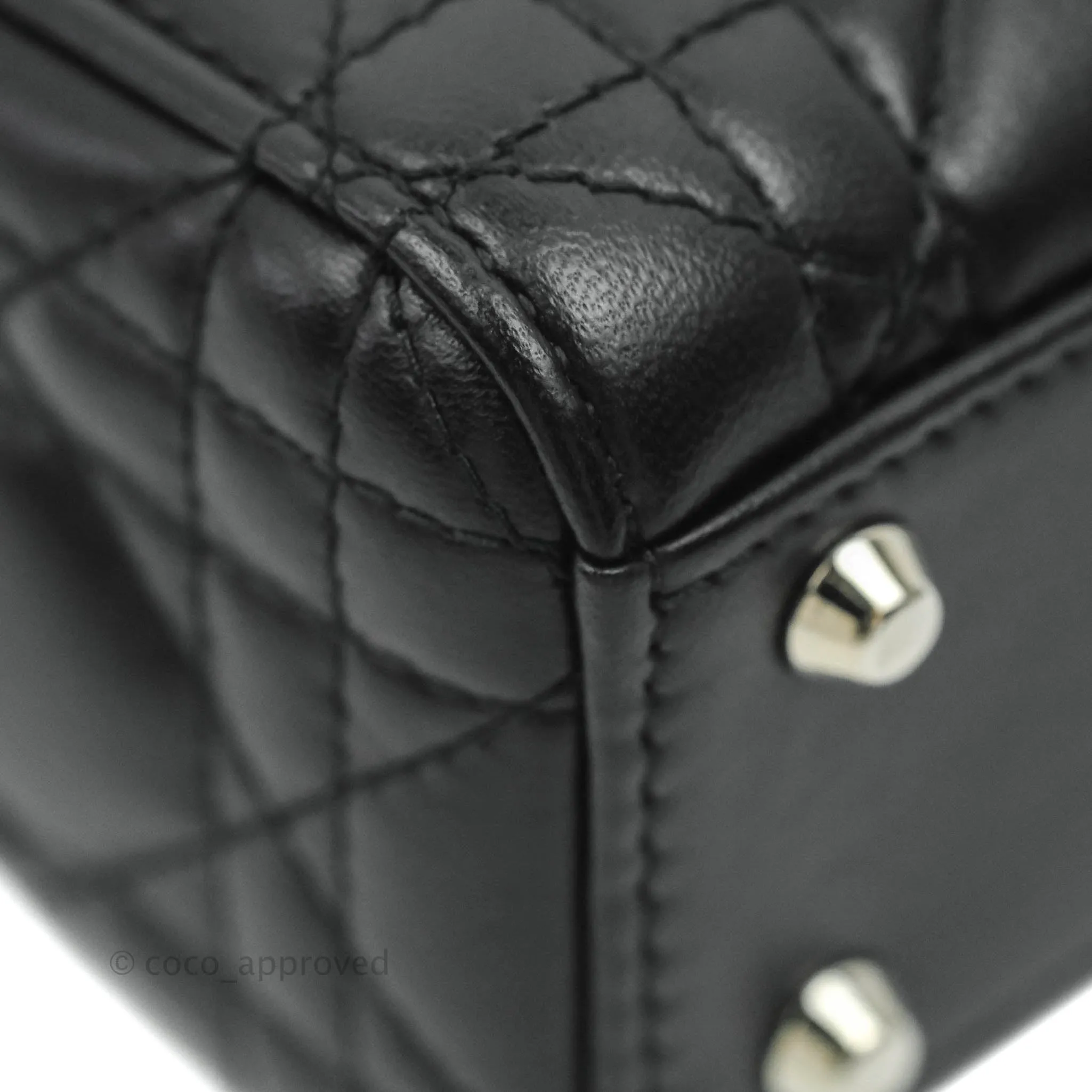 Christian Dior Cannage Mini Lady Dior Black Silver Hardware