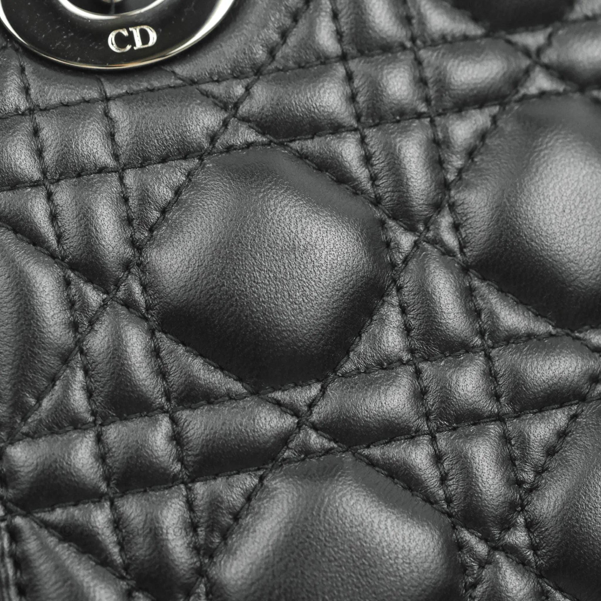 Christian Dior Cannage Mini Lady Dior Black Silver Hardware