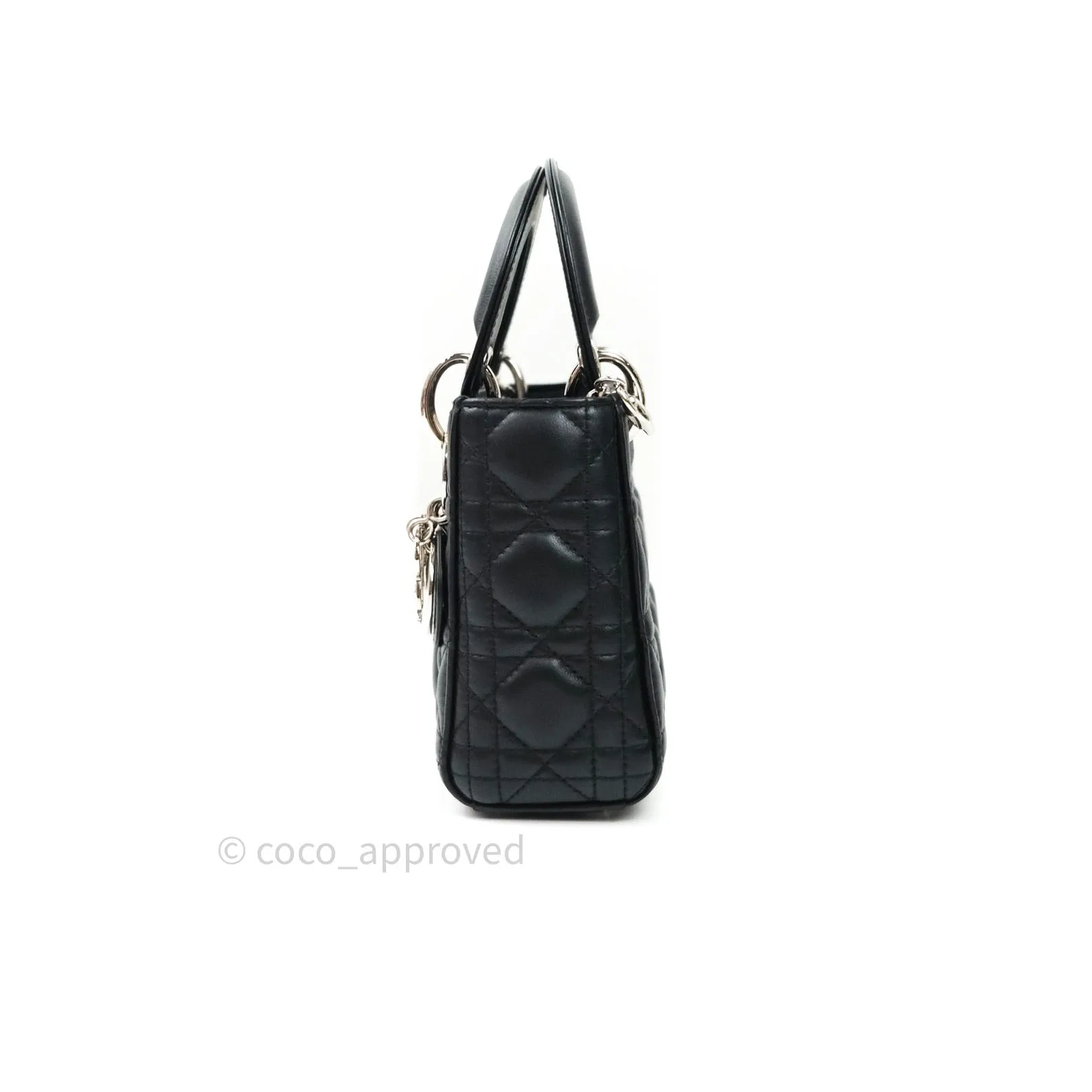 Christian Dior Cannage Mini Lady Dior Black Silver Hardware