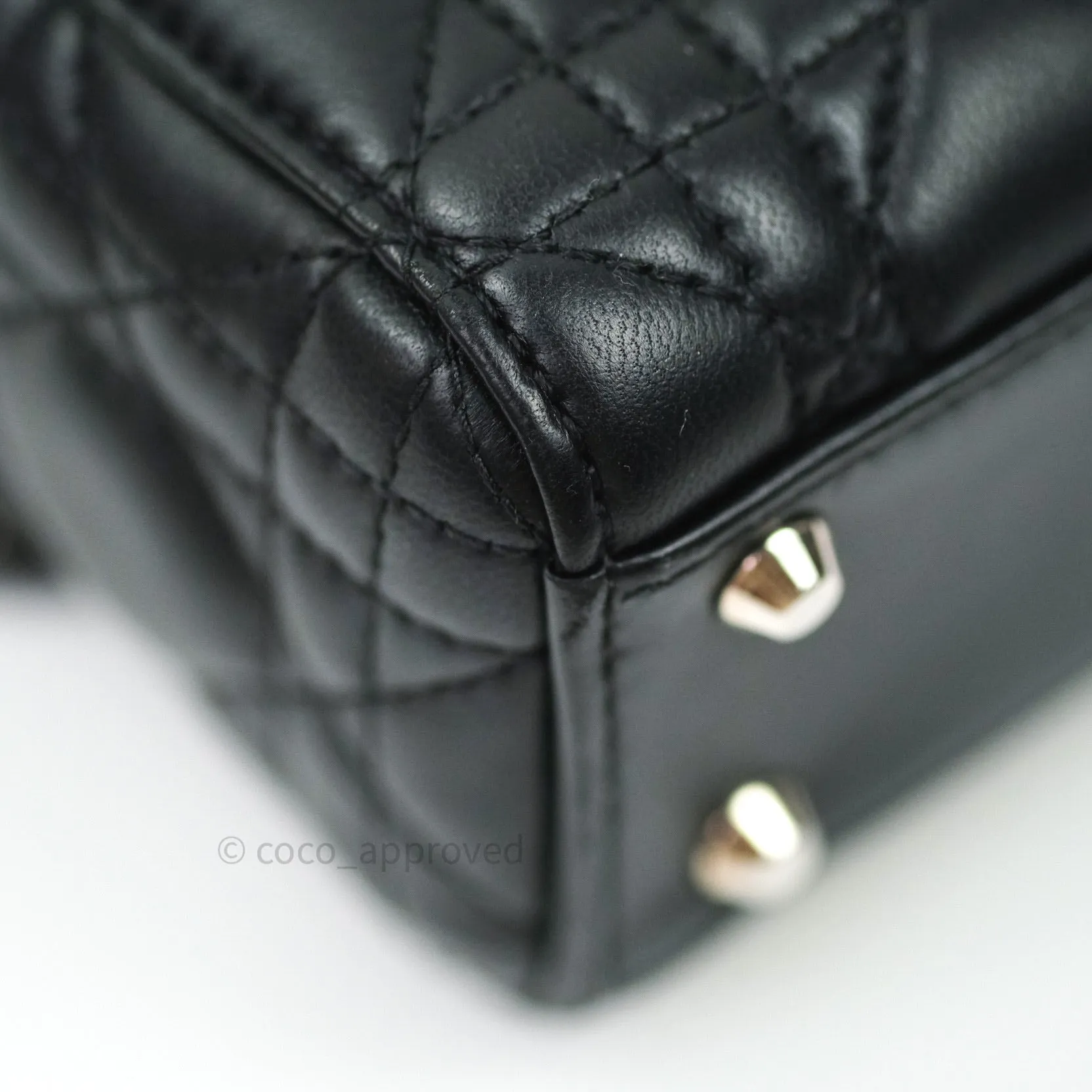 Christian Dior Cannage Mini Lady Dior Black Silver Hardware