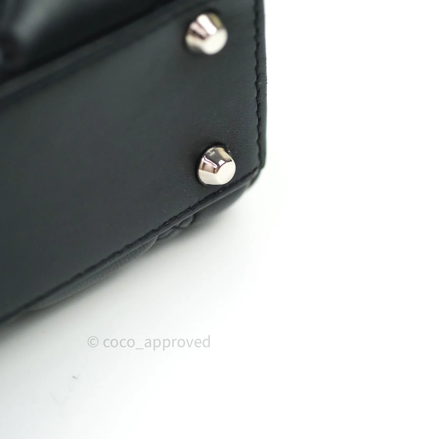 Christian Dior Cannage Mini Lady Dior Black Silver Hardware