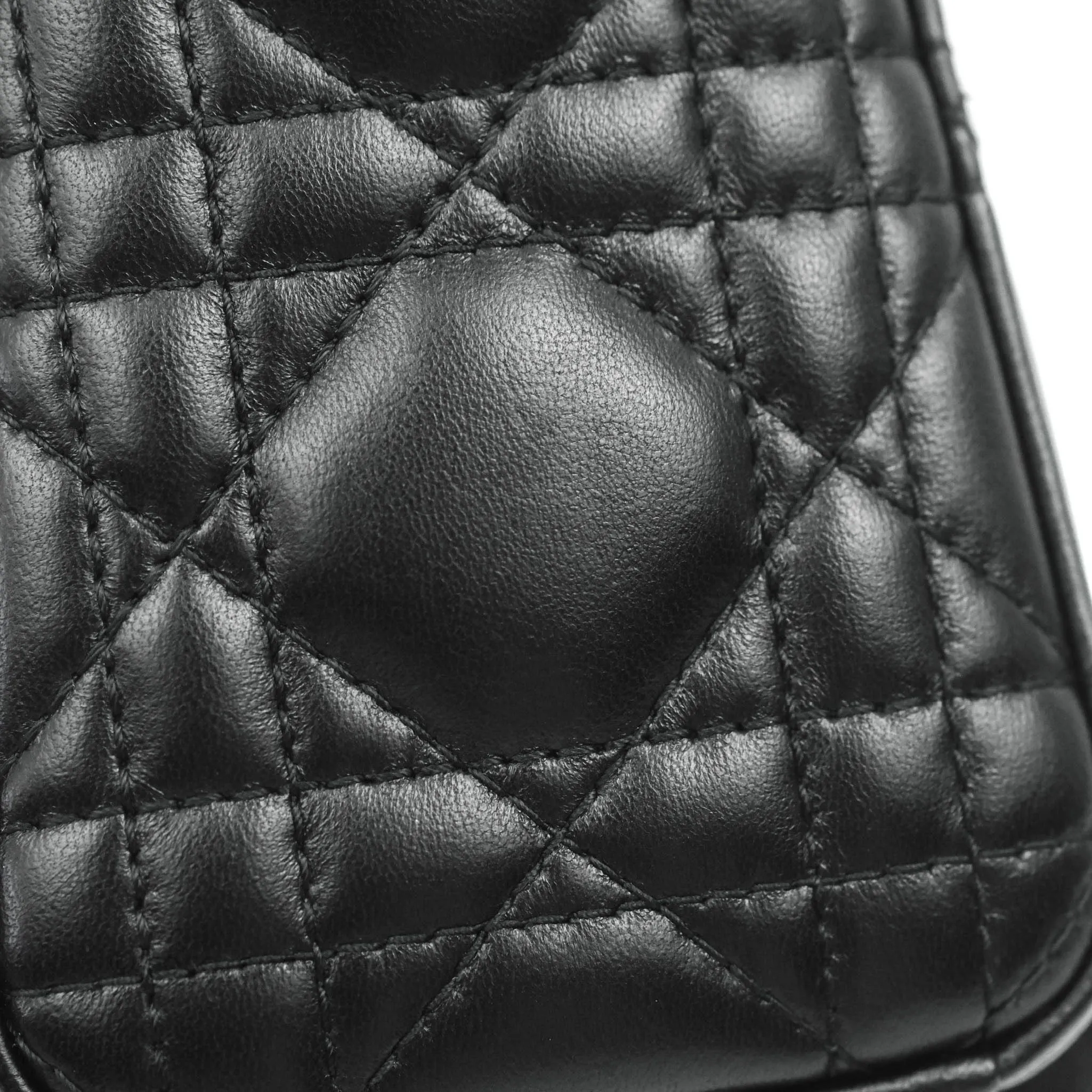 Christian Dior Cannage Mini Lady Dior Black Silver Hardware
