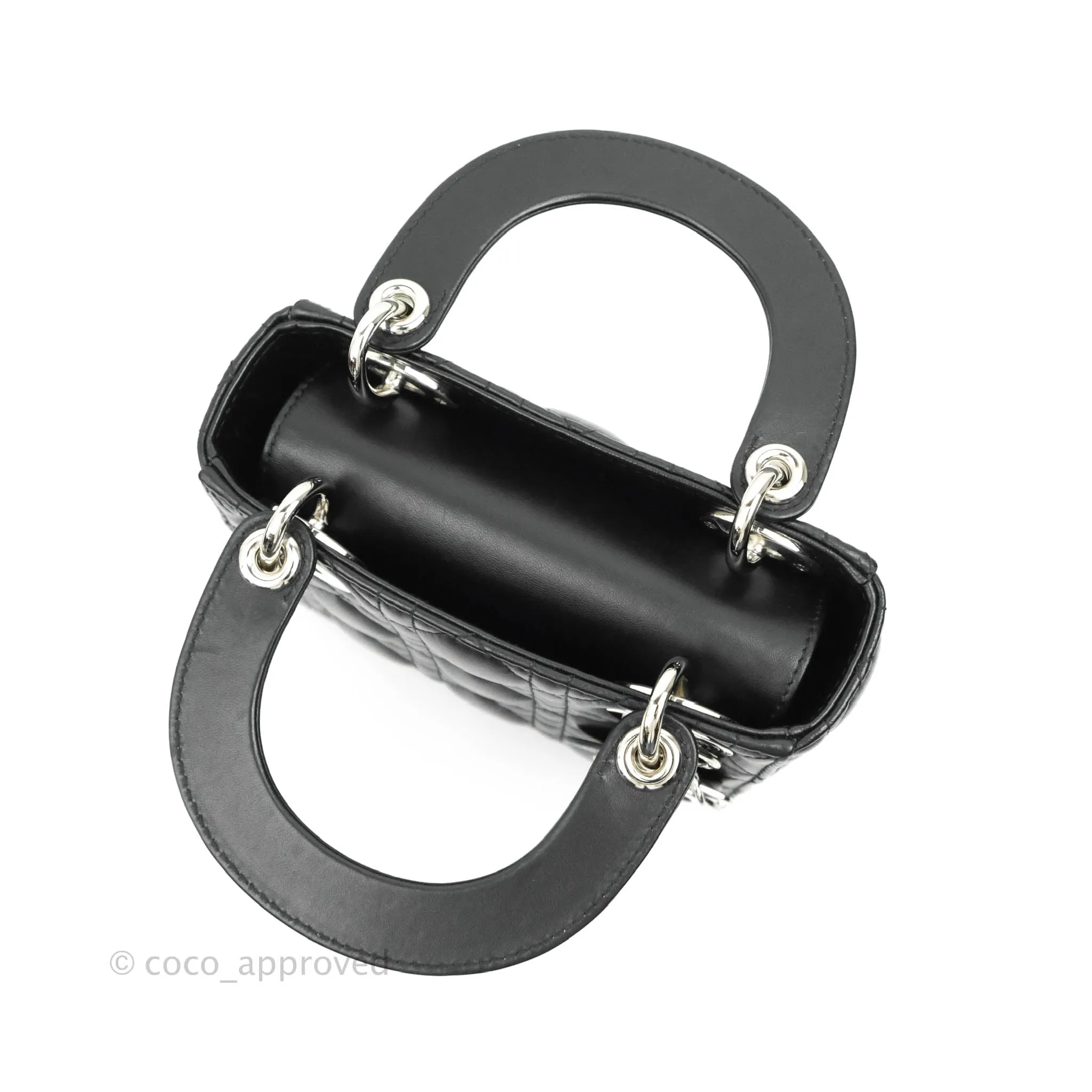 Christian Dior Cannage Mini Lady Dior Black Silver Hardware