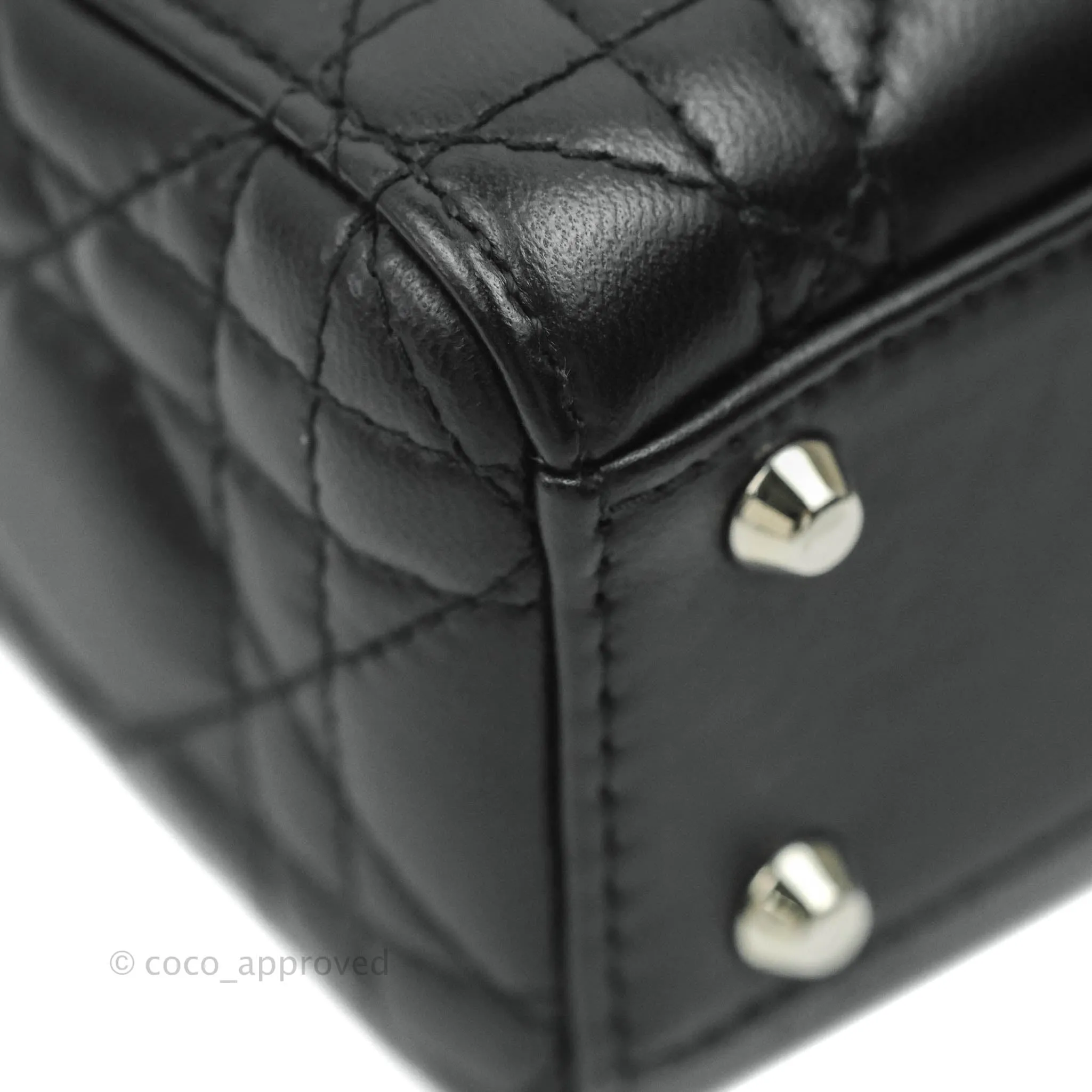 Christian Dior Cannage Mini Lady Dior Black Silver Hardware