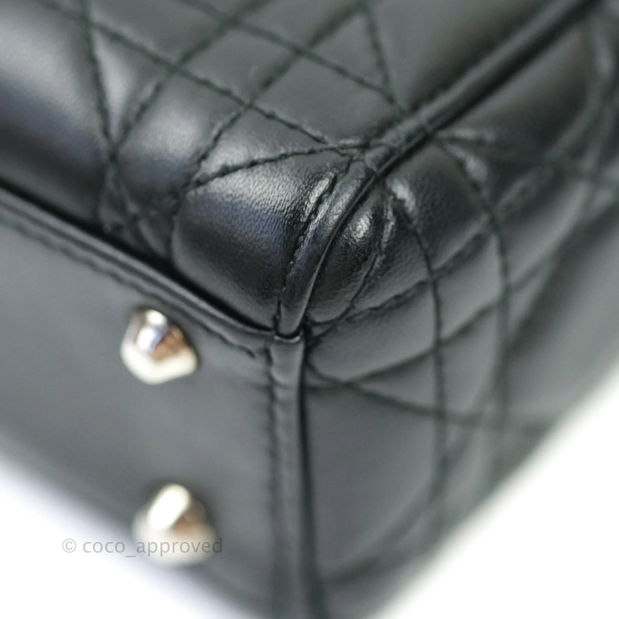 Christian Dior Cannage Mini Lady Dior Black Silver Hardware