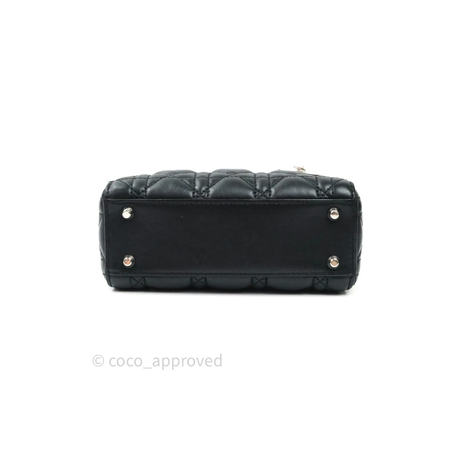 Christian Dior Cannage Mini Lady Dior Black Silver Hardware