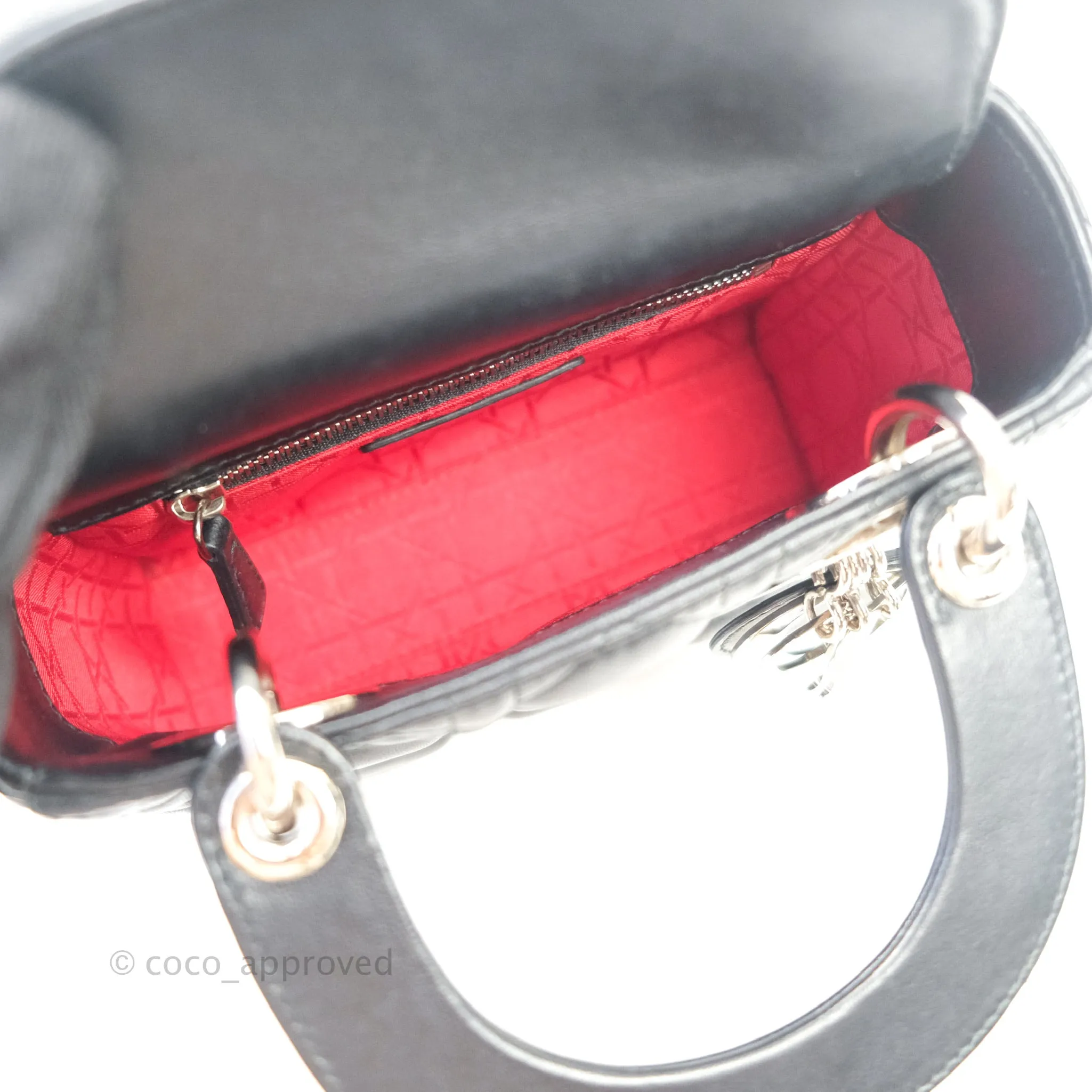 Christian Dior Cannage Mini Lady Dior Black Silver Hardware