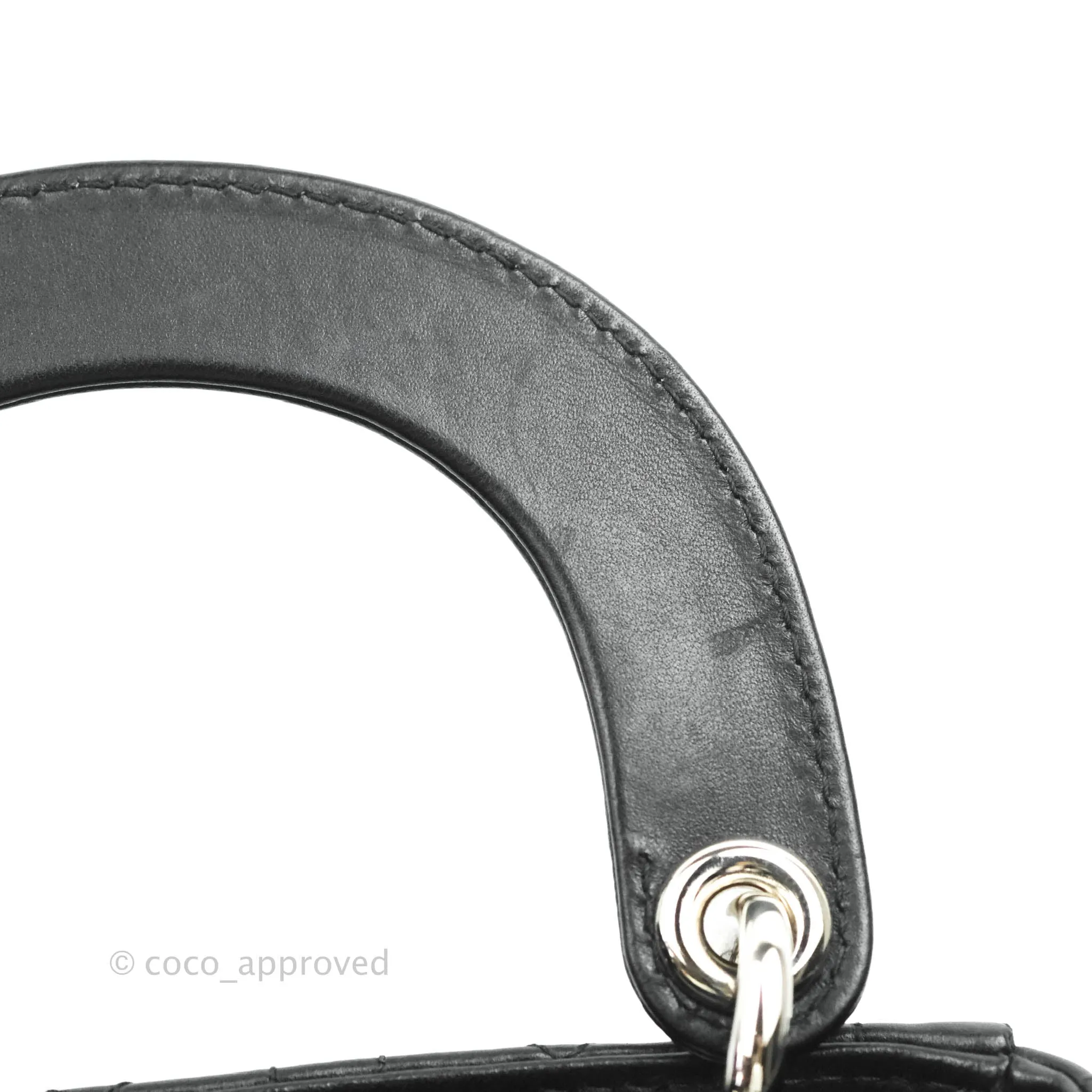 Christian Dior Cannage Mini Lady Dior Black Silver Hardware