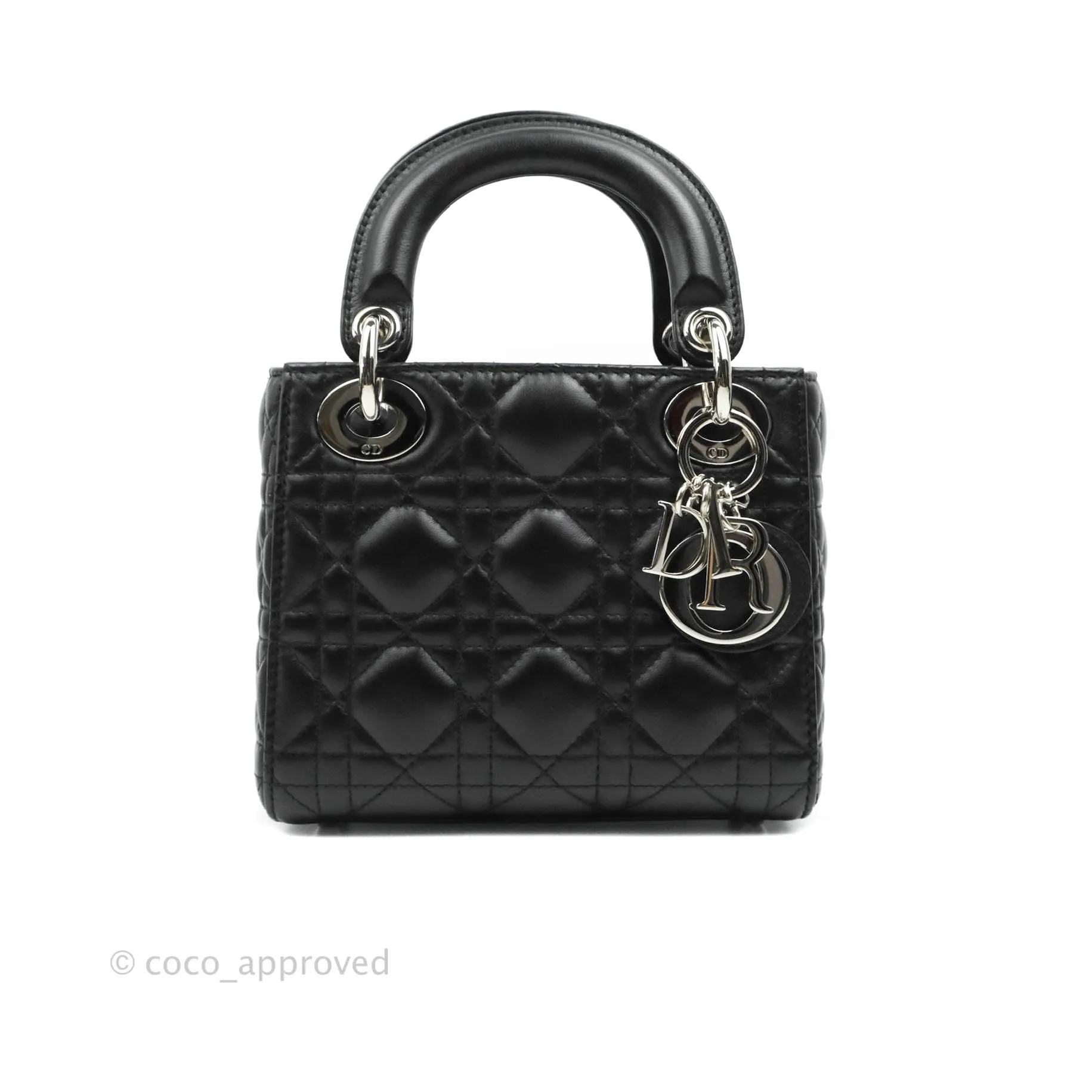 Christian Dior Cannage Mini Lady Dior Black Silver Hardware