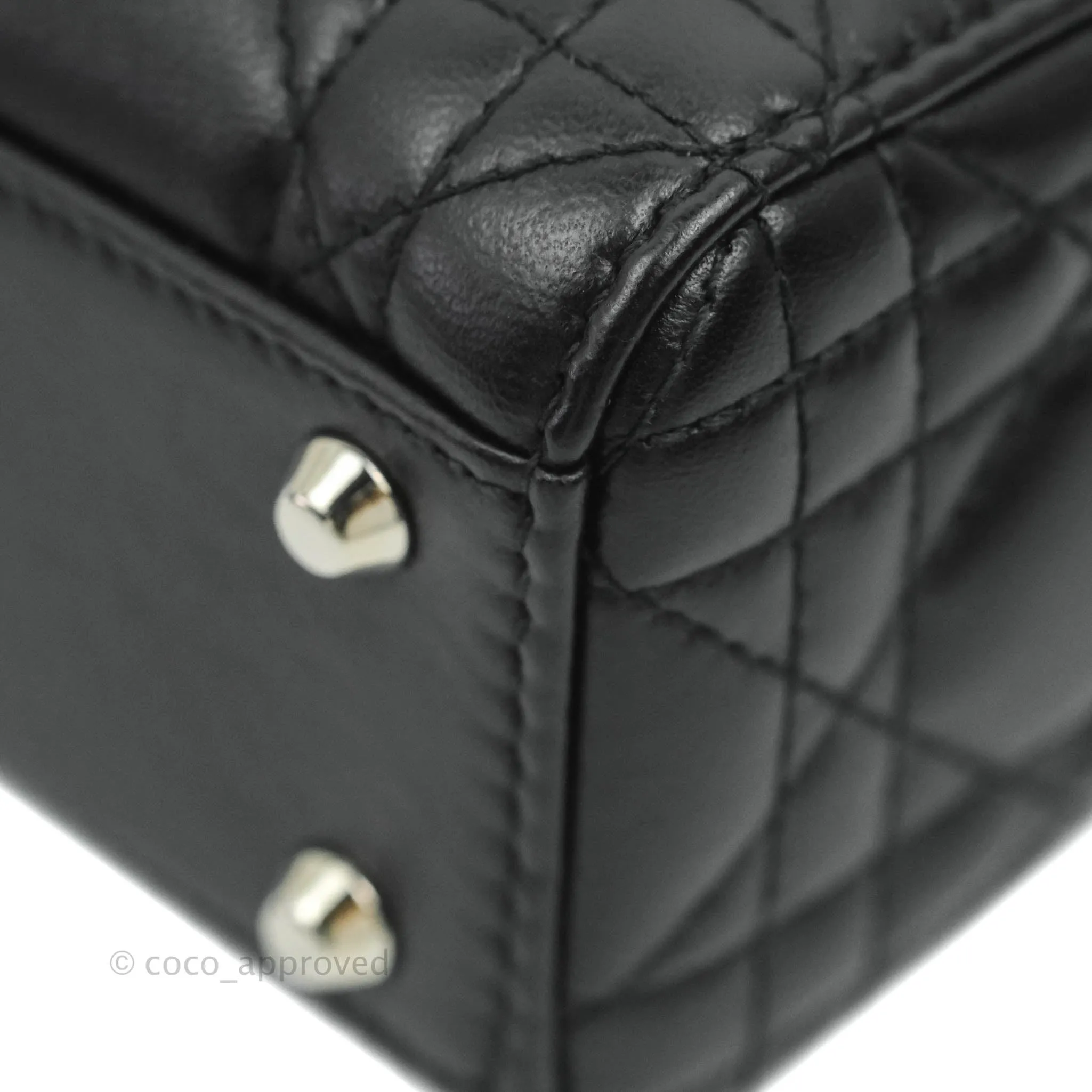 Christian Dior Cannage Mini Lady Dior Black Silver Hardware