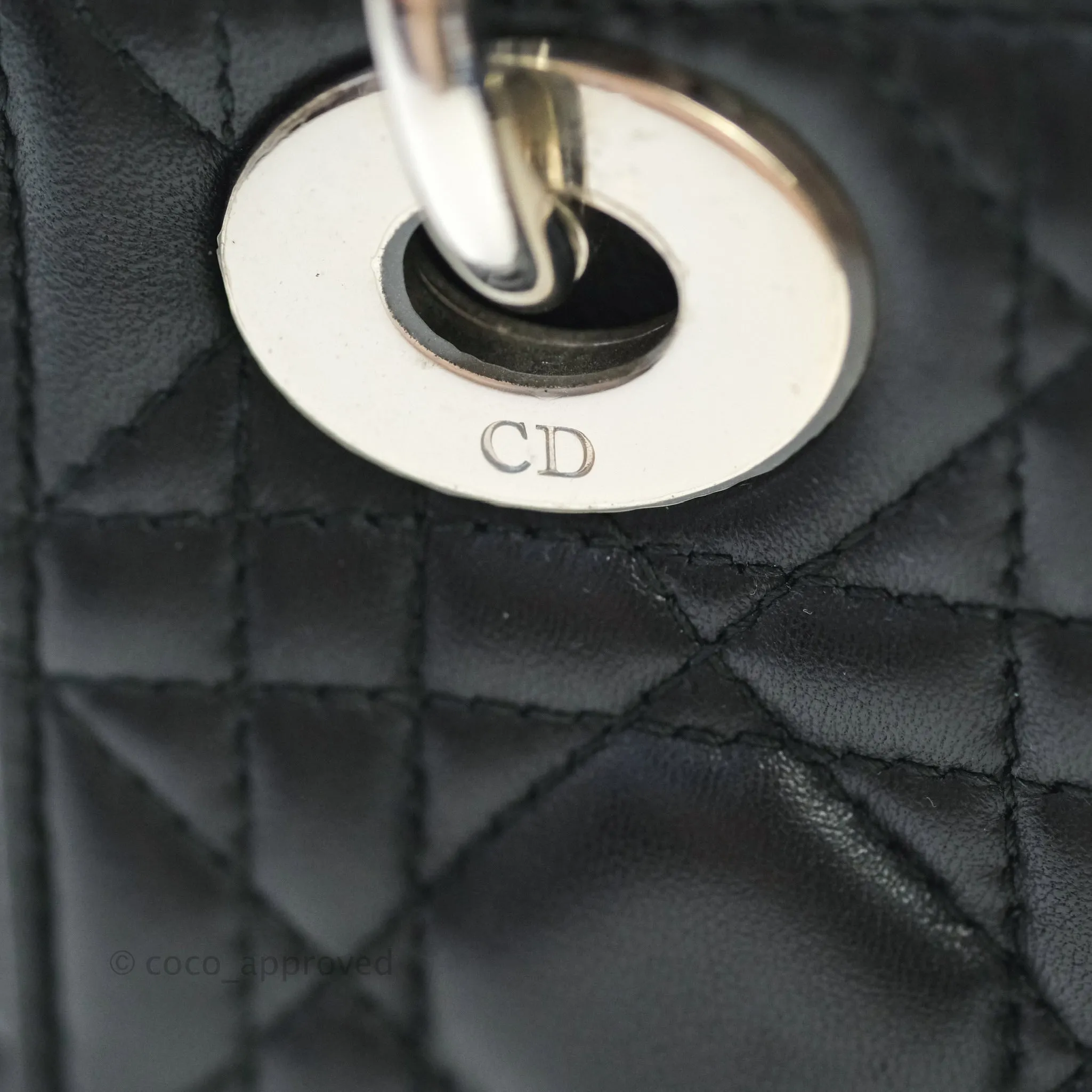 Christian Dior Cannage Mini Lady Dior Black Silver Hardware