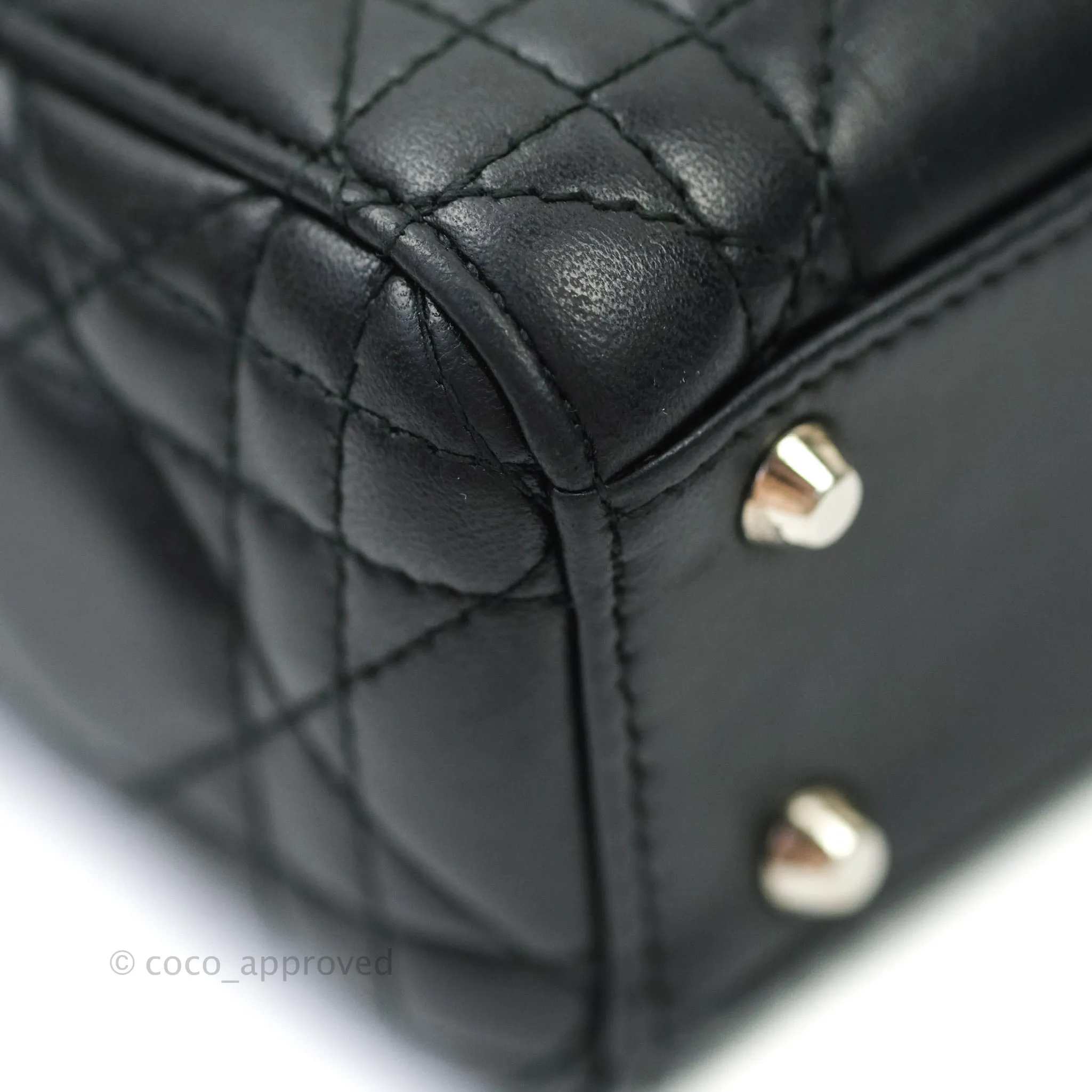 Christian Dior Cannage Mini Lady Dior Black Silver Hardware