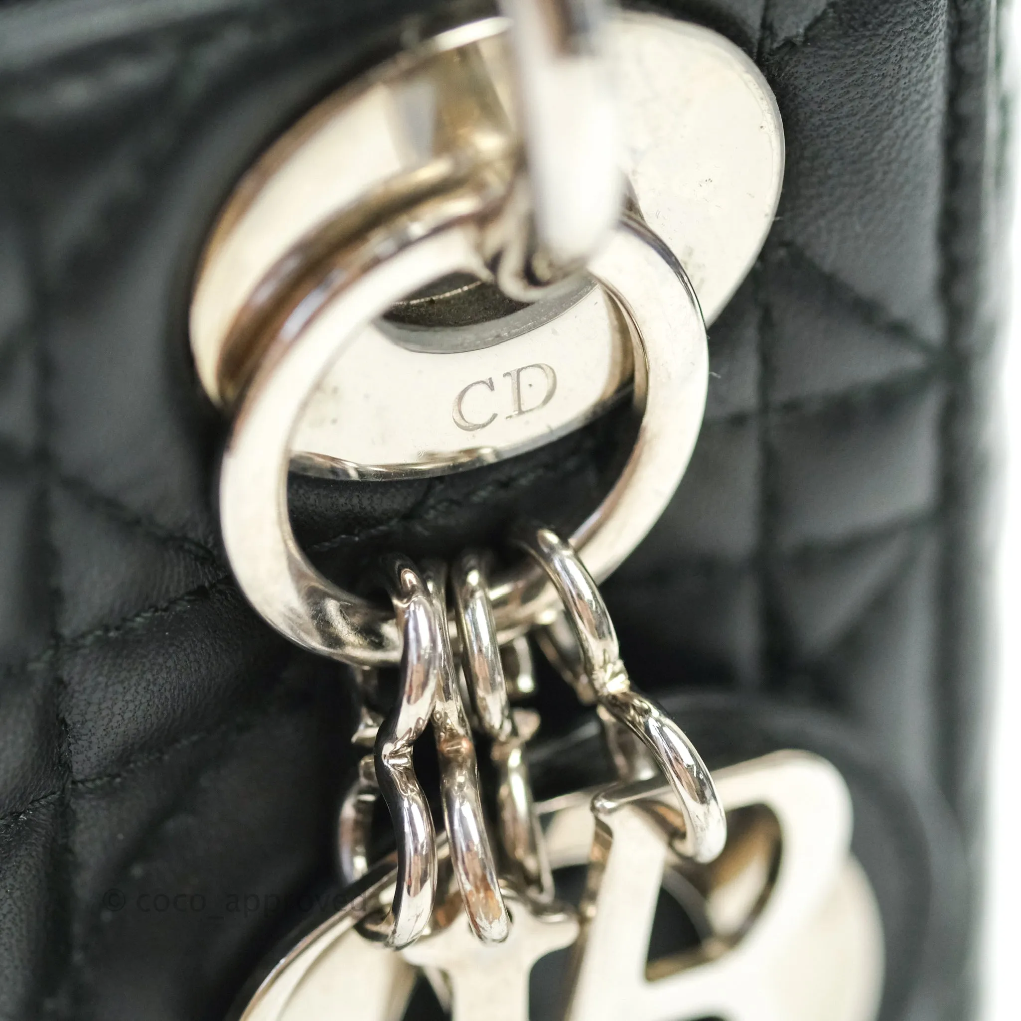 Christian Dior Cannage Mini Lady Dior Black Silver Hardware