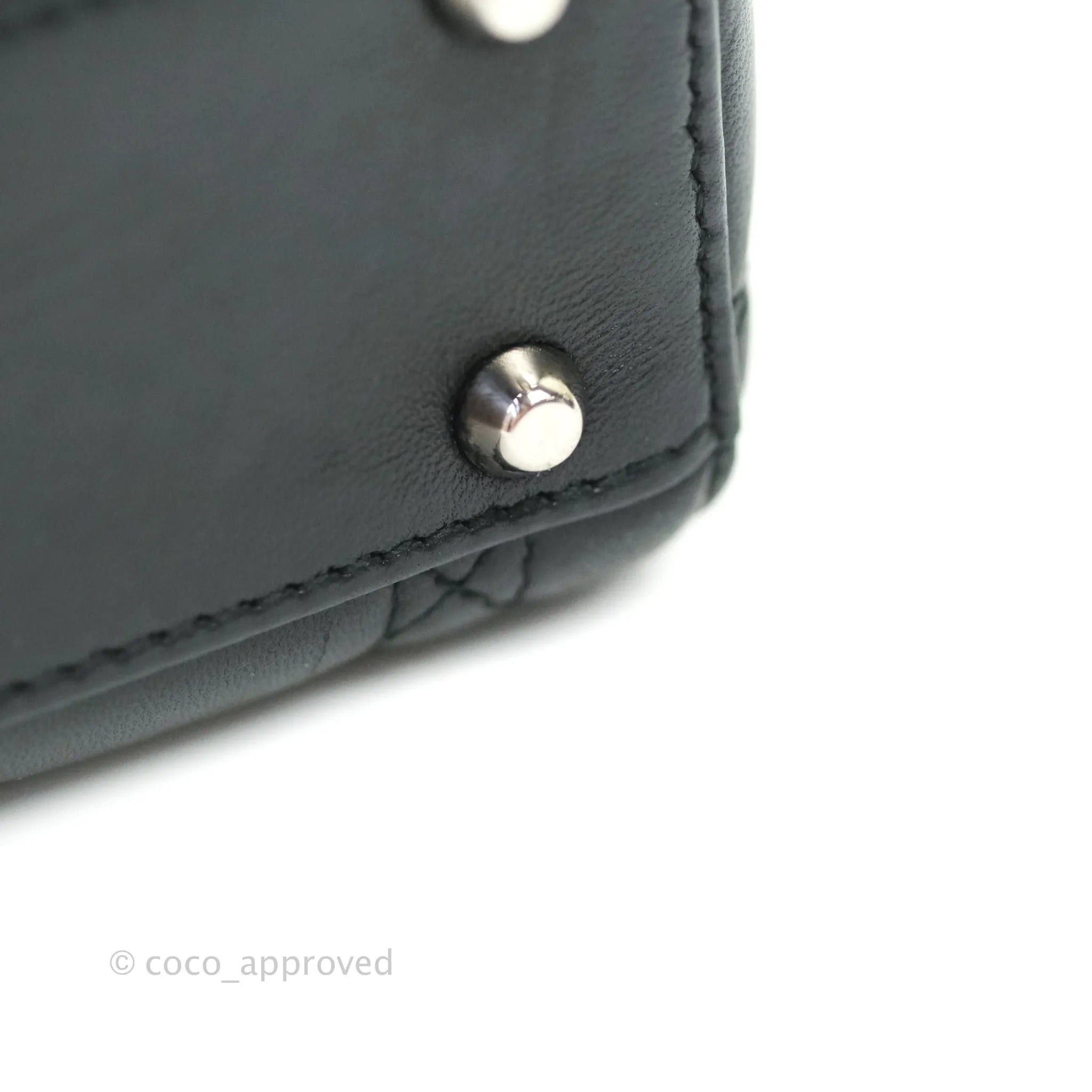 Christian Dior Cannage Mini Lady Dior Black Silver Hardware