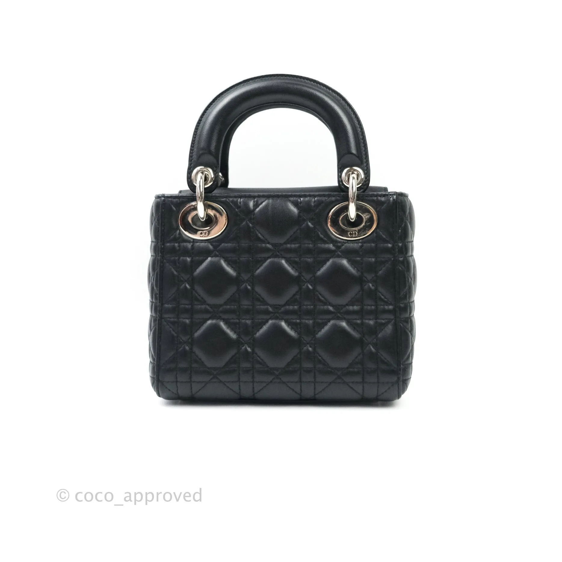 Christian Dior Cannage Mini Lady Dior Black Silver Hardware