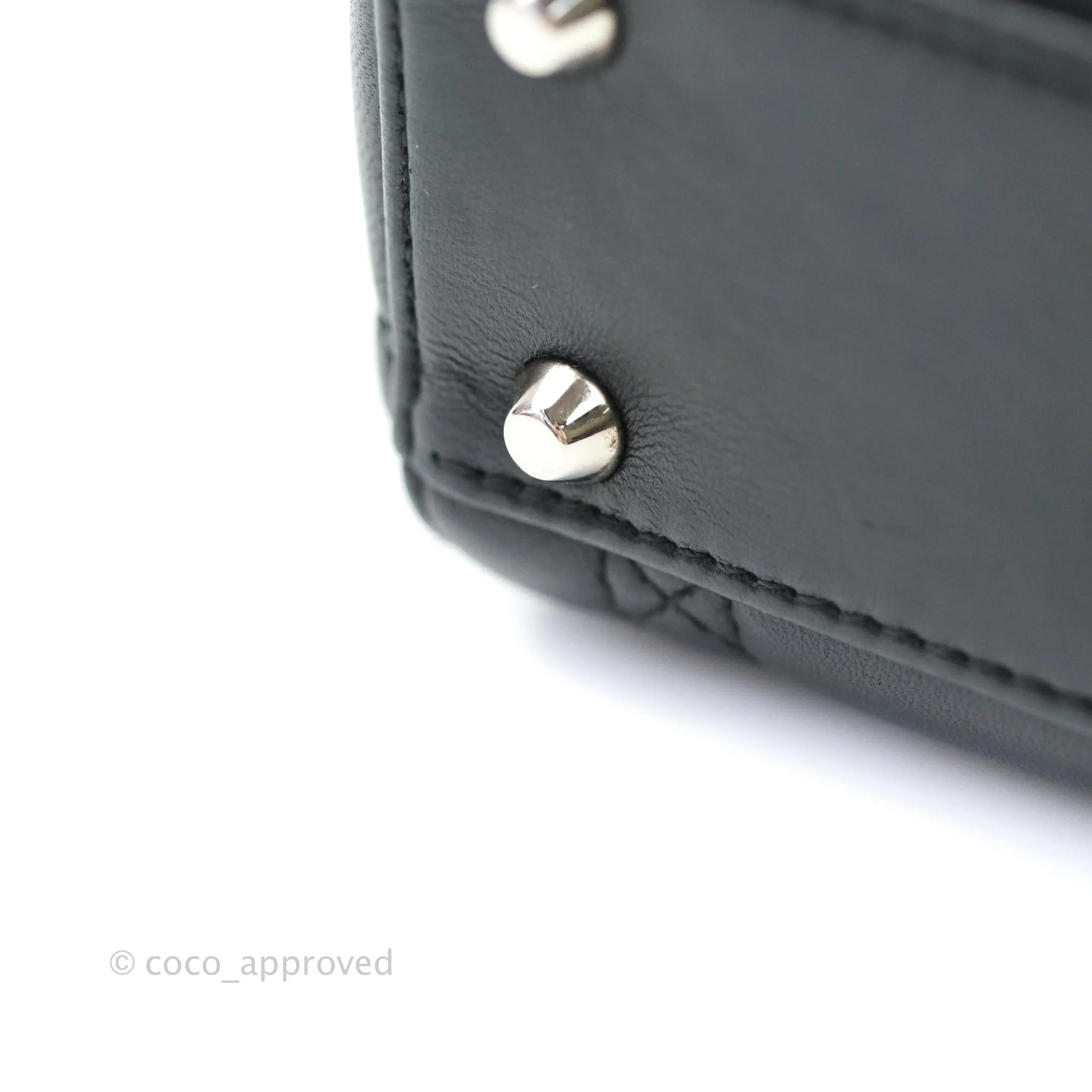 Christian Dior Cannage Mini Lady Dior Black Silver Hardware