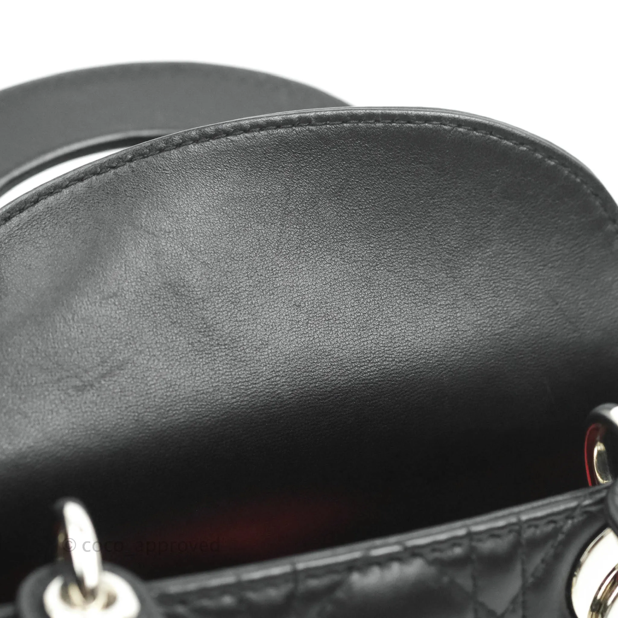 Christian Dior Cannage Mini Lady Dior Black Silver Hardware