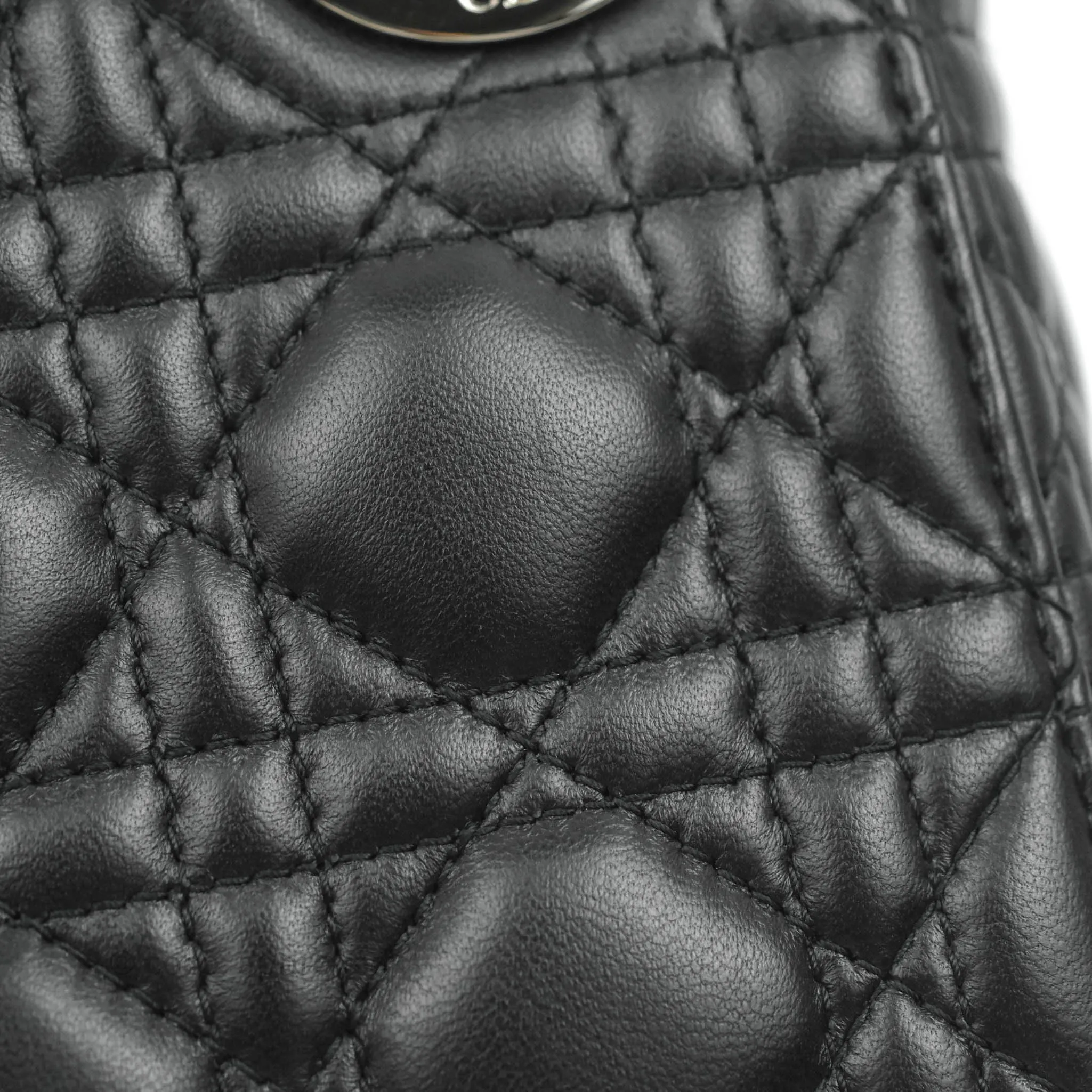 Christian Dior Cannage Mini Lady Dior Black Silver Hardware
