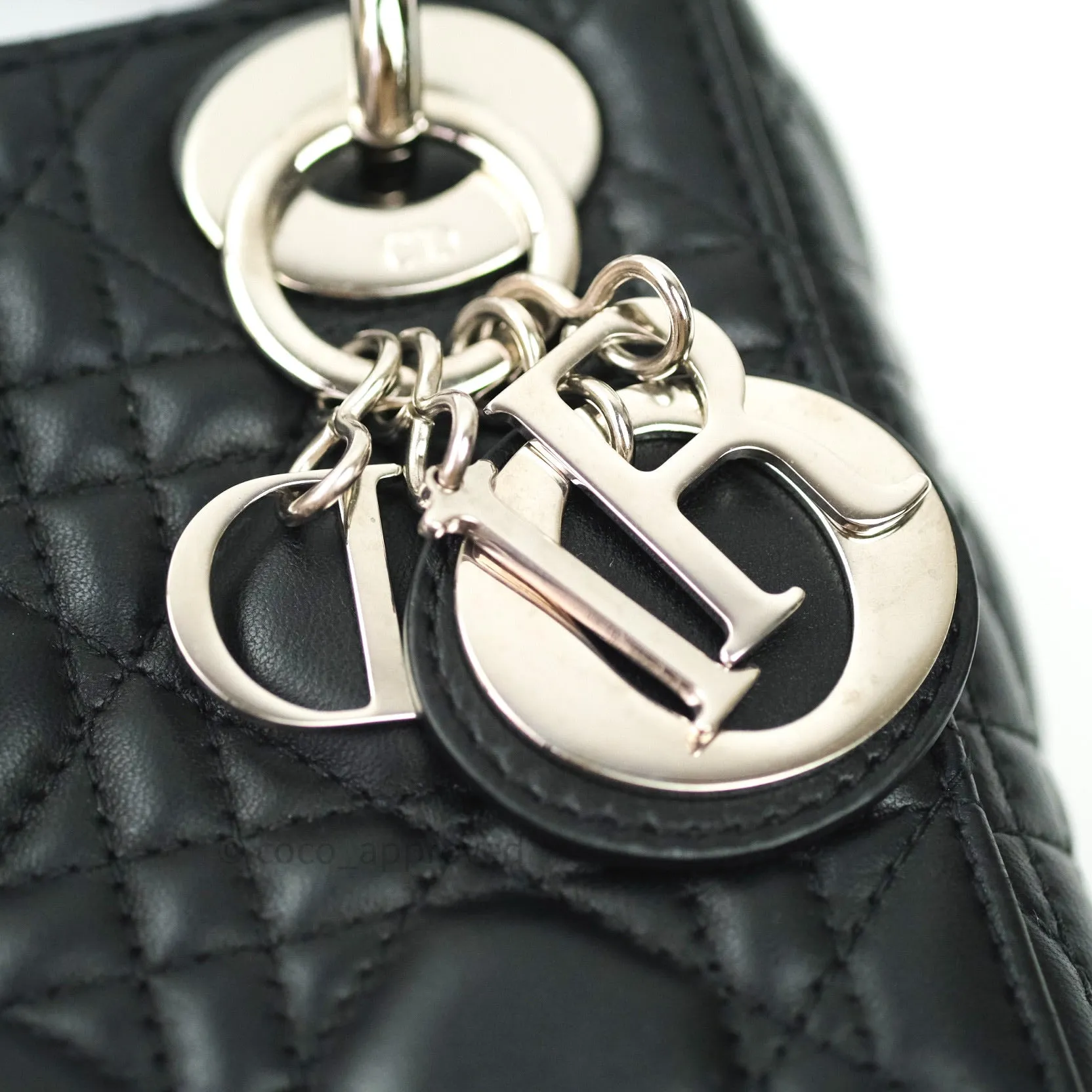 Christian Dior Cannage Mini Lady Dior Black Silver Hardware