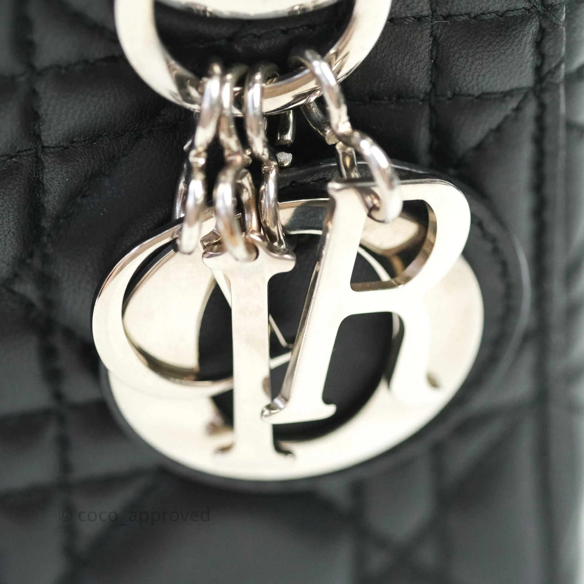 Christian Dior Cannage Mini Lady Dior Black Silver Hardware
