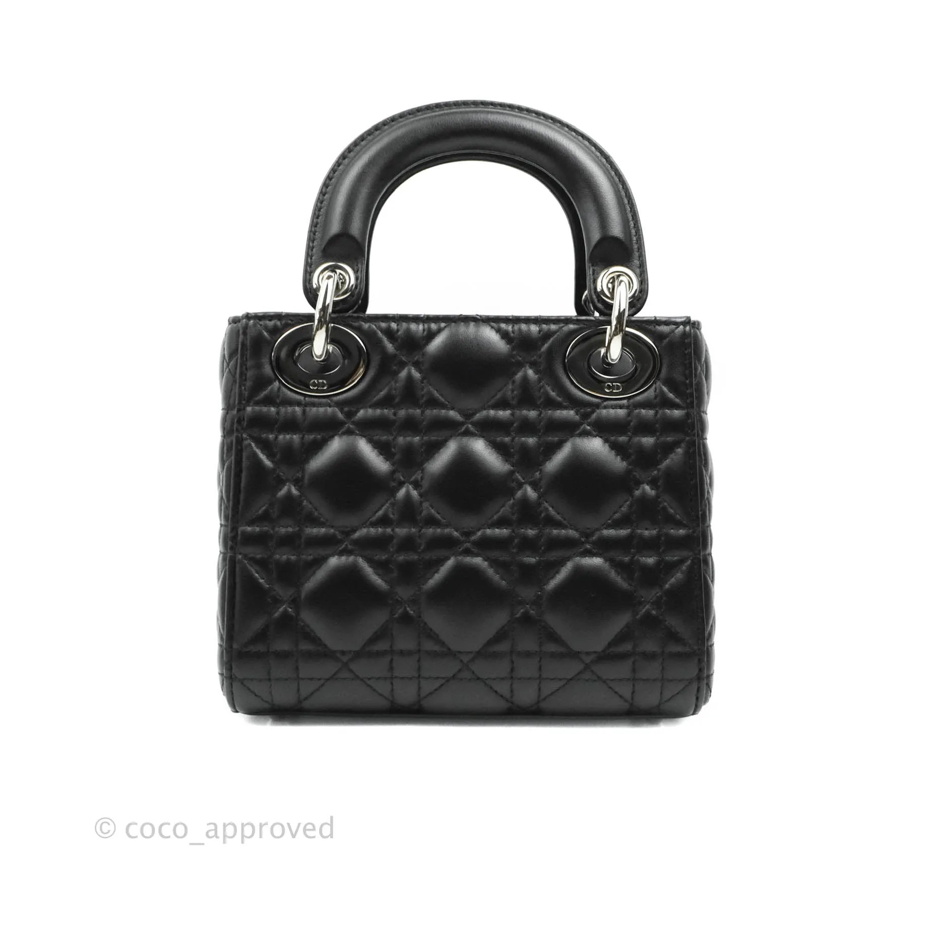 Christian Dior Cannage Mini Lady Dior Black Silver Hardware