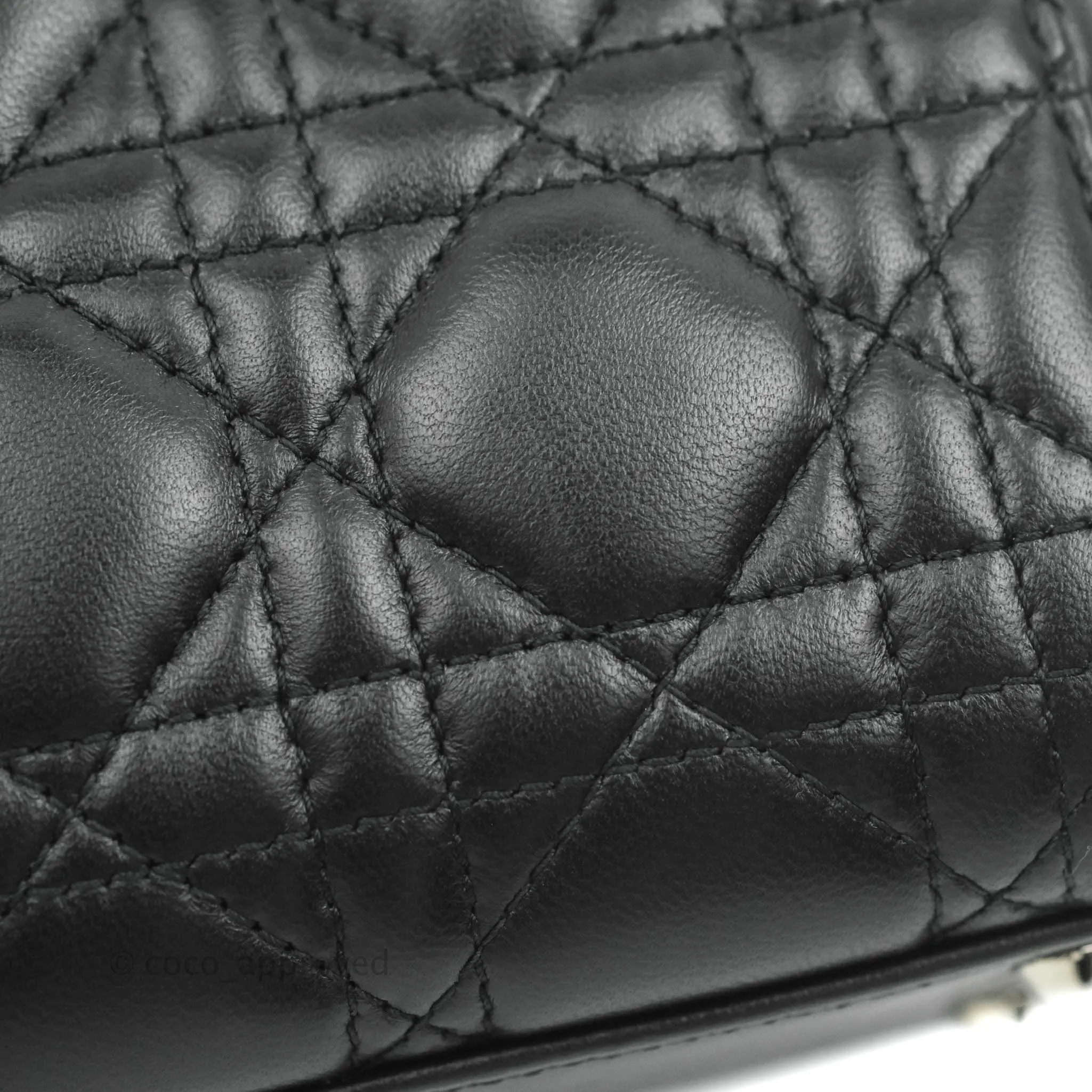 Christian Dior Cannage Mini Lady Dior Black Silver Hardware