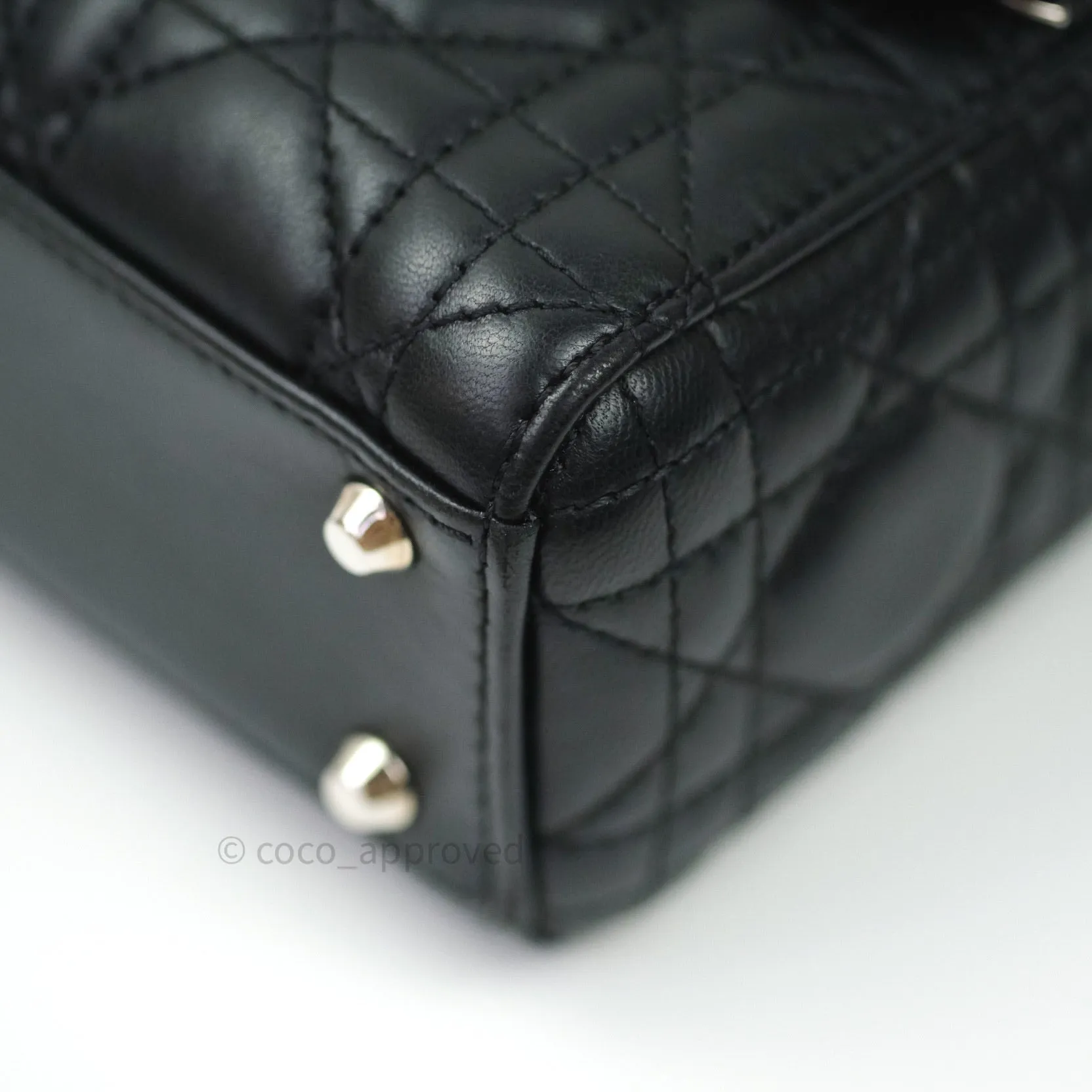 Christian Dior Cannage Mini Lady Dior Black Silver Hardware