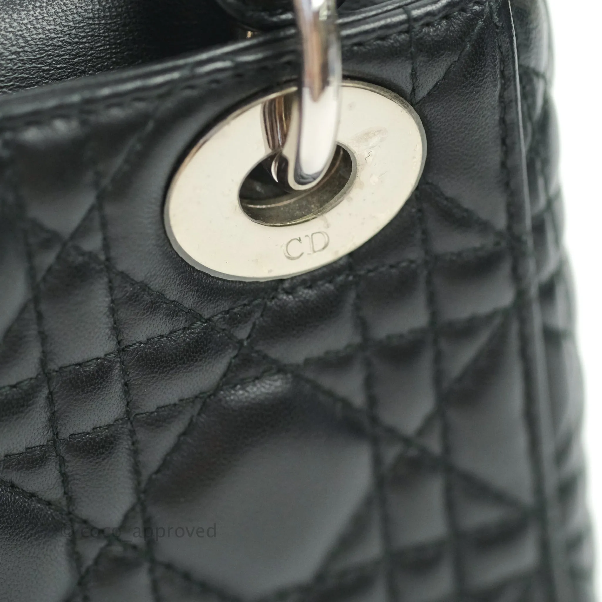 Christian Dior Cannage Mini Lady Dior Black Silver Hardware