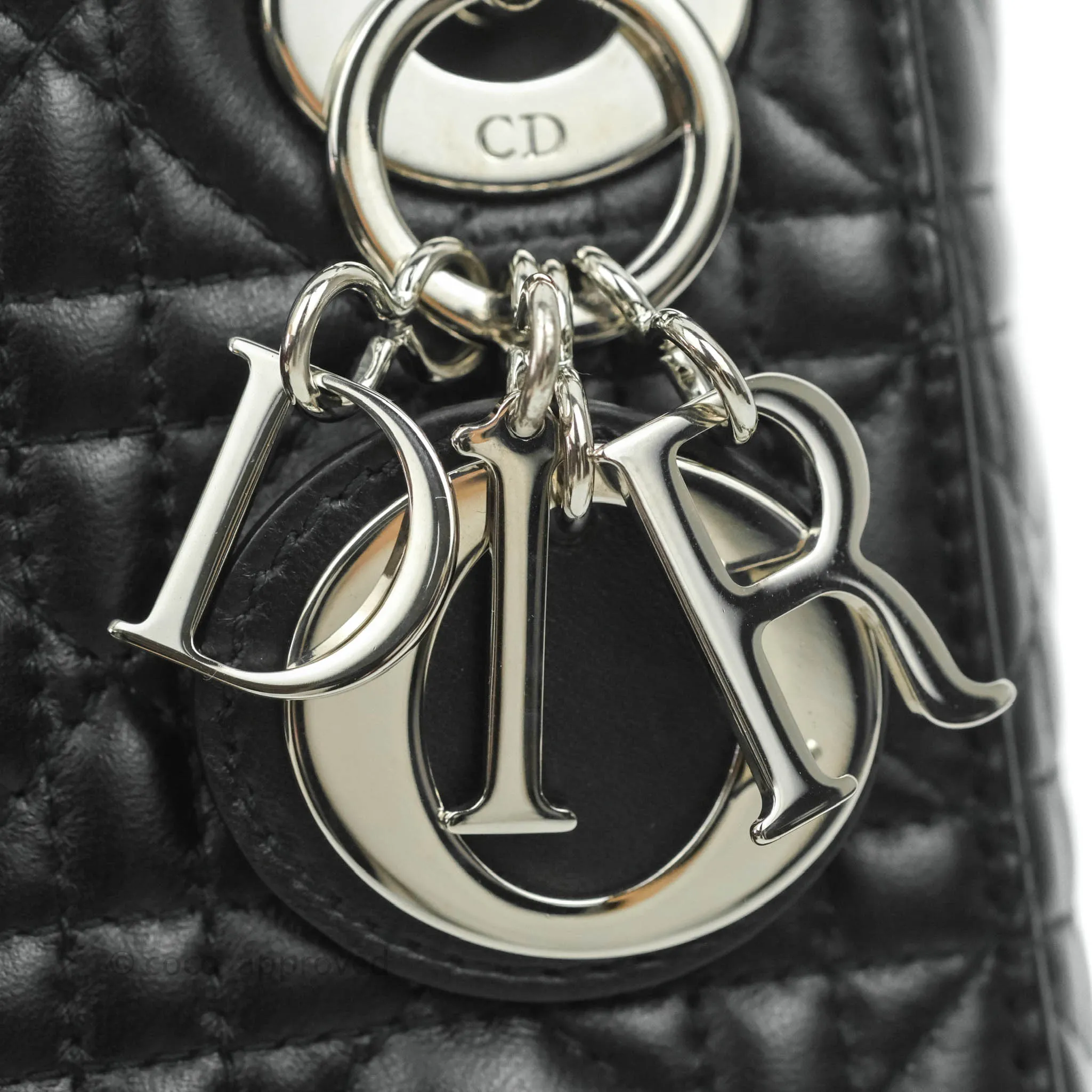 Christian Dior Cannage Mini Lady Dior Black Silver Hardware