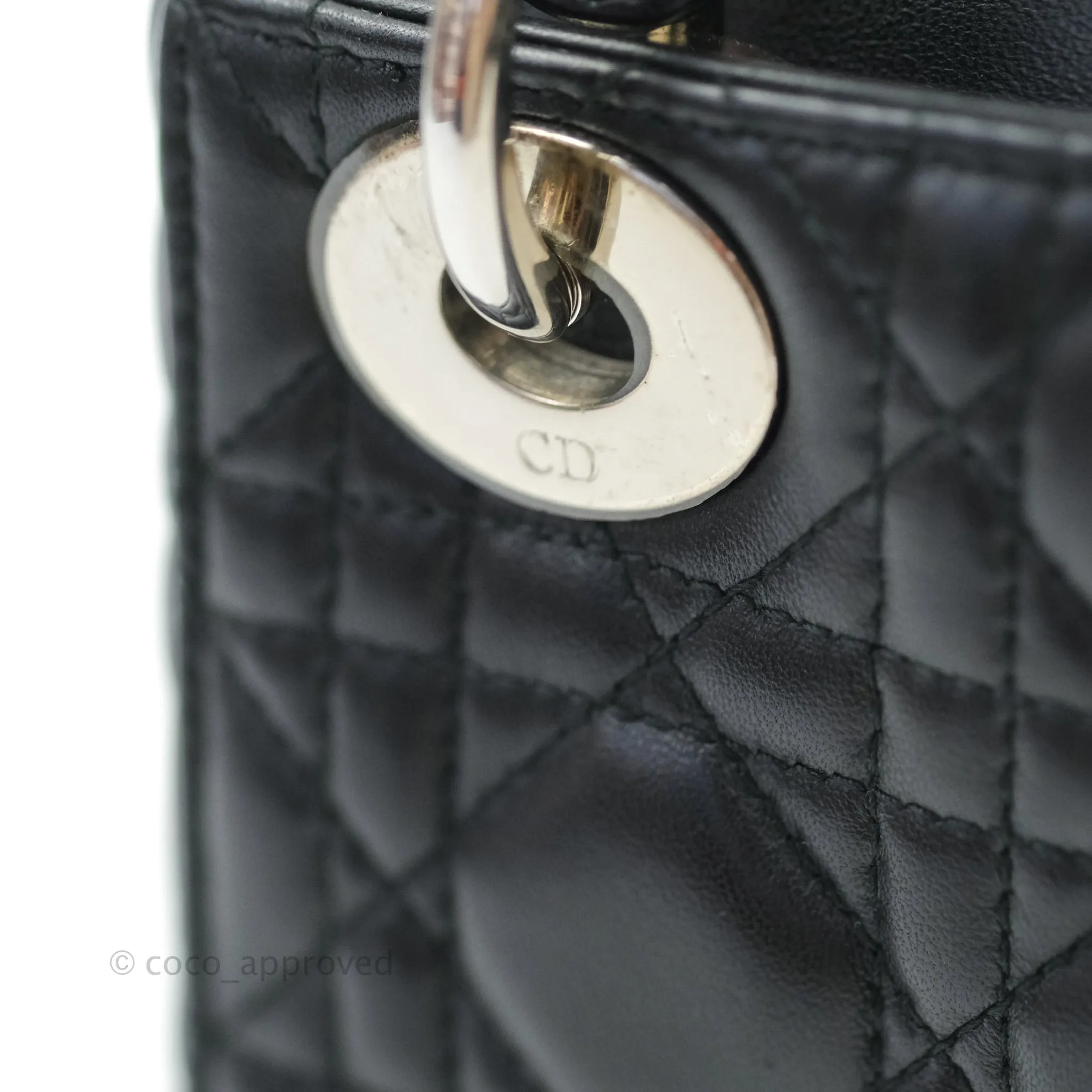 Christian Dior Cannage Mini Lady Dior Black Silver Hardware