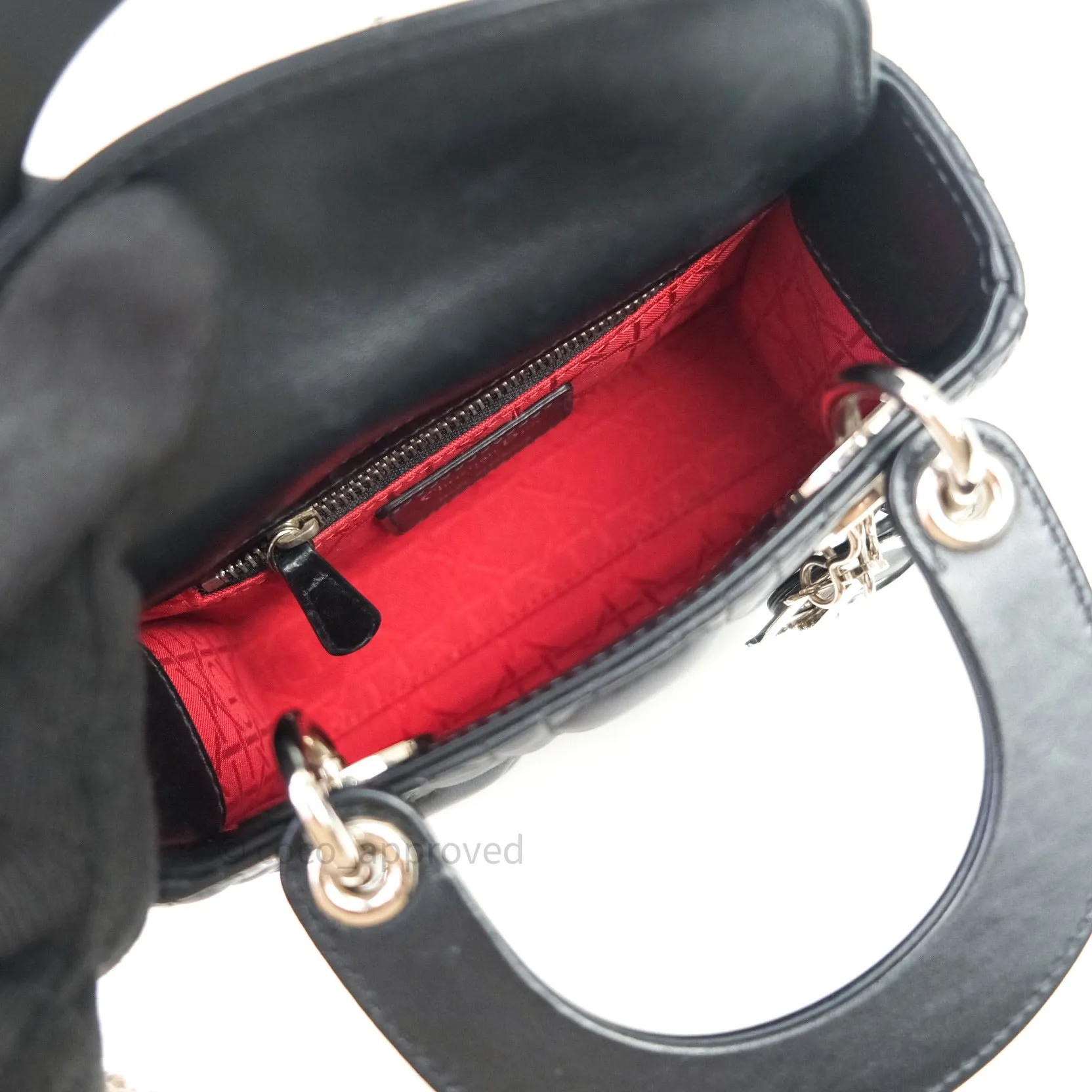 Christian Dior Cannage Mini Lady Dior Black Silver Hardware