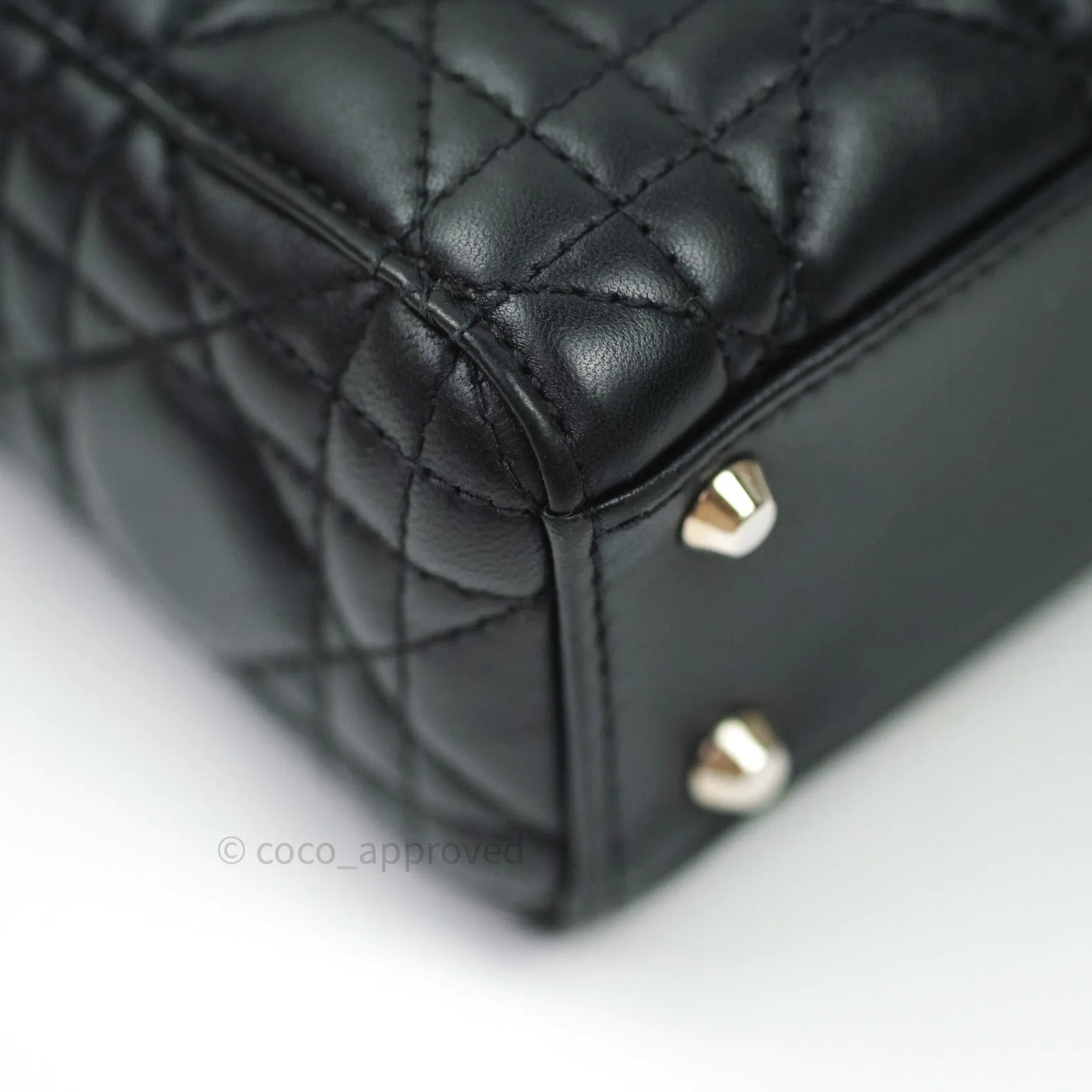 Christian Dior Cannage Mini Lady Dior Black Silver Hardware