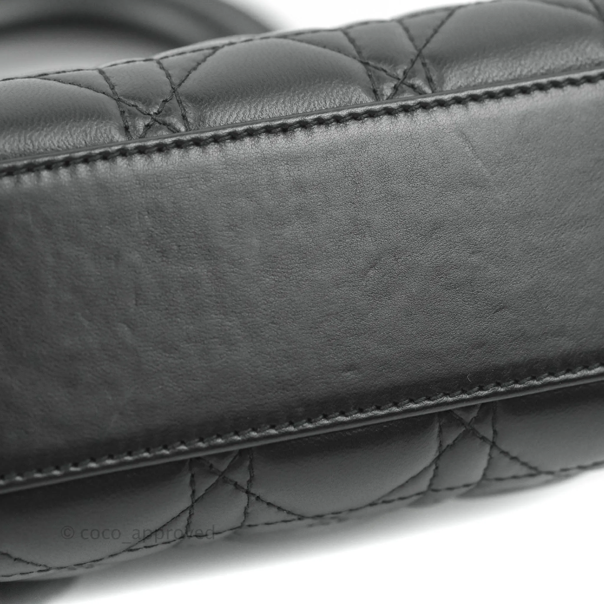 Christian Dior Cannage Mini Lady Dior Black Silver Hardware