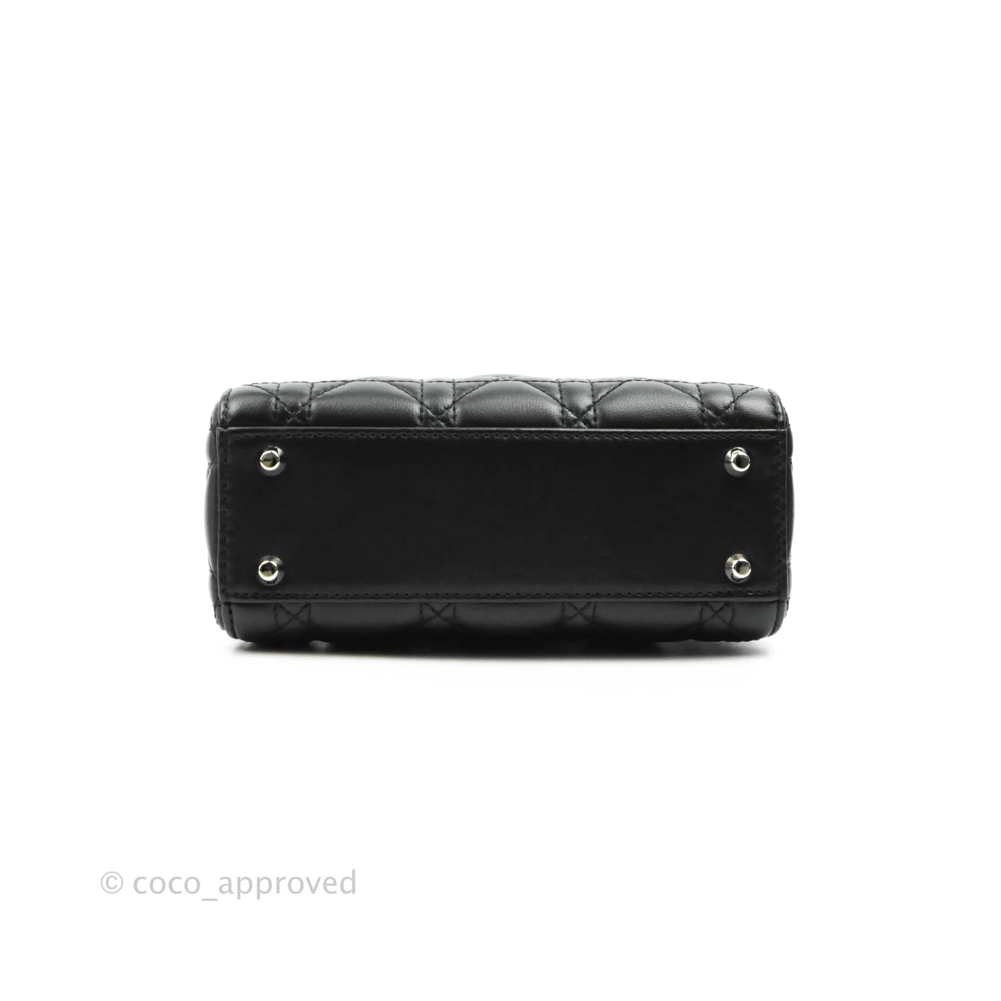 Christian Dior Cannage Mini Lady Dior Black Silver Hardware