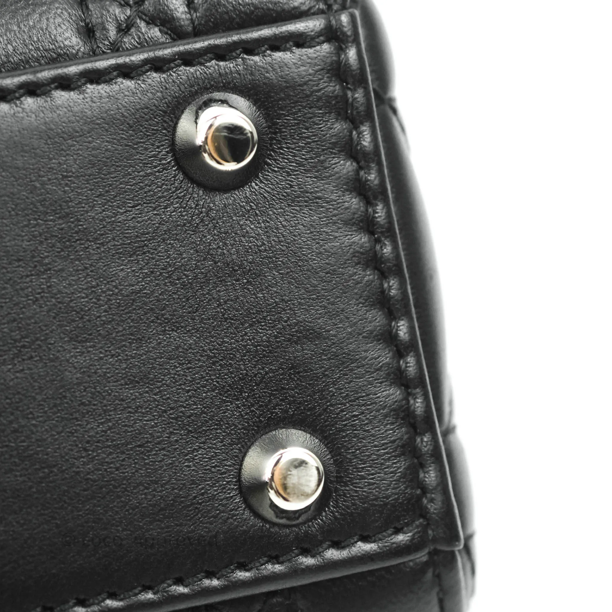 Christian Dior Cannage Mini Lady Dior Black Silver Hardware
