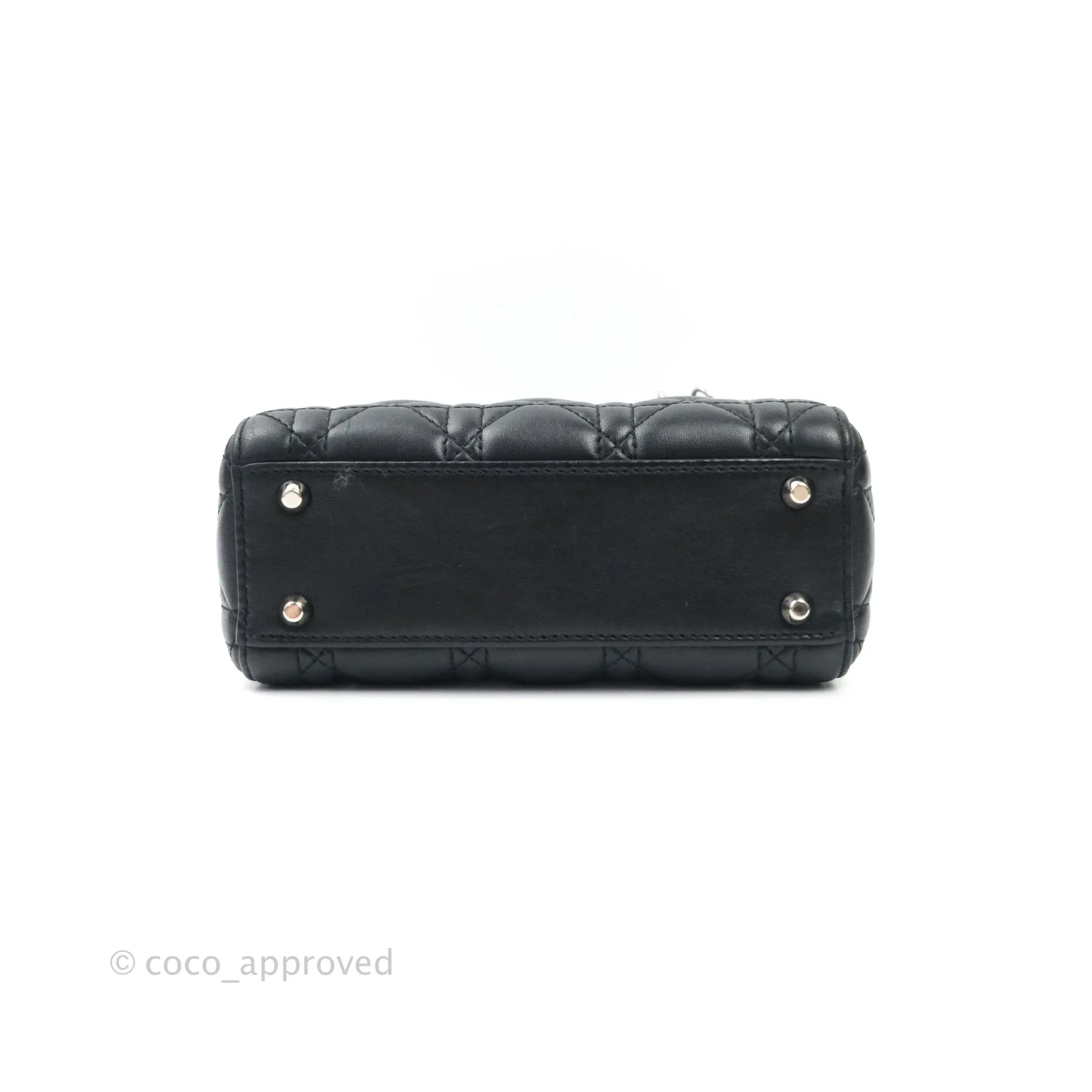 Christian Dior Cannage Mini Lady Dior Black Silver Hardware