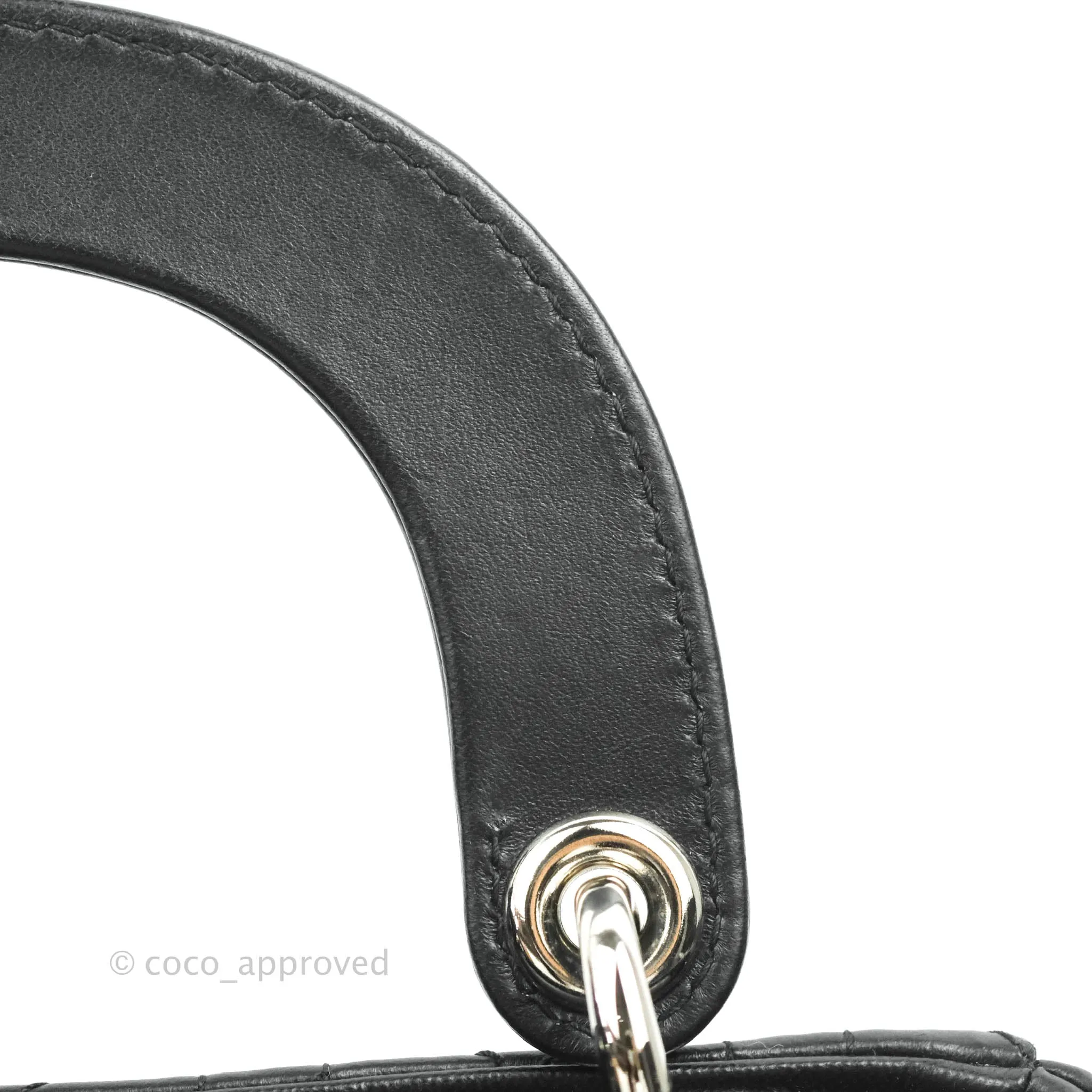Christian Dior Cannage Mini Lady Dior Black Silver Hardware