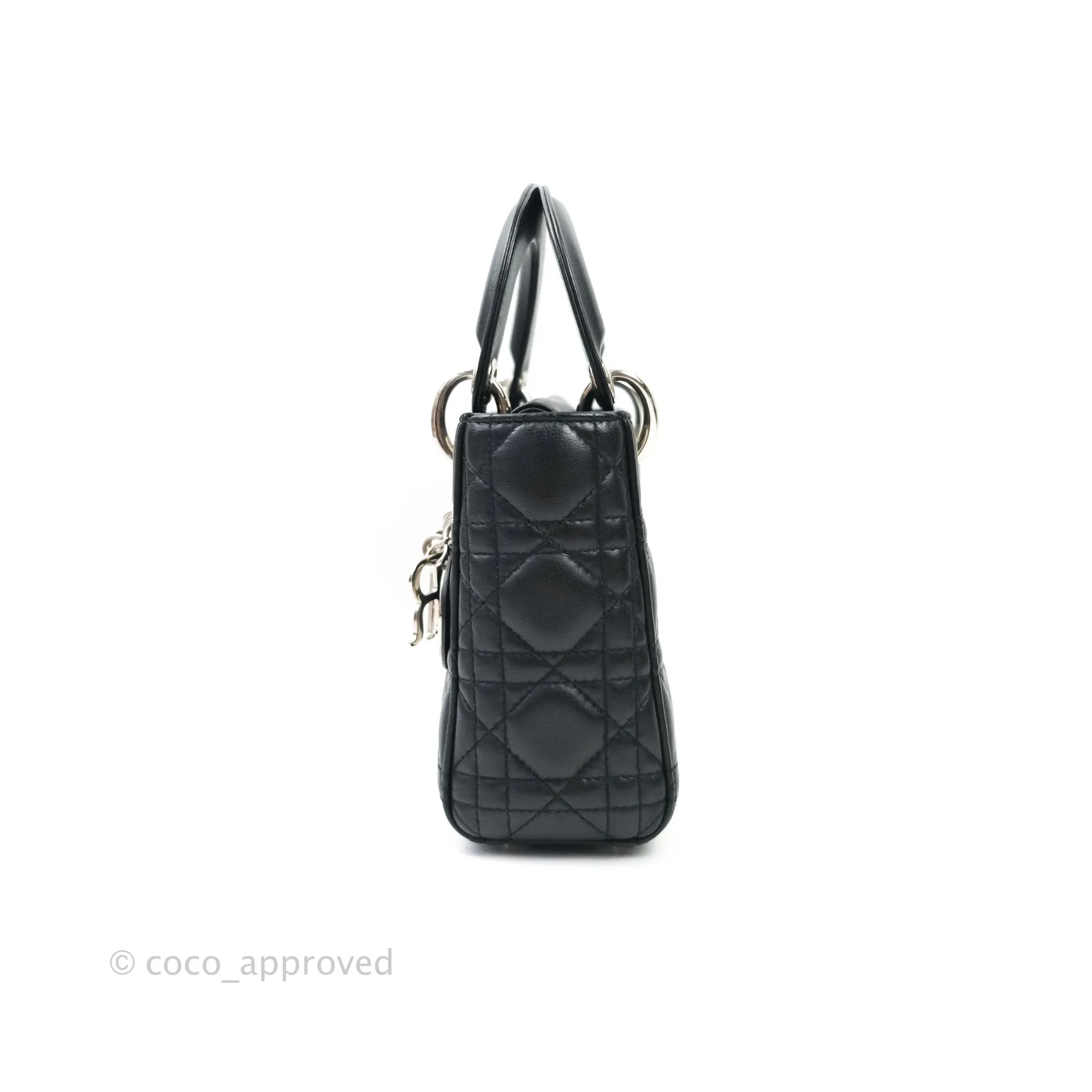 Christian Dior Cannage Mini Lady Dior Black Silver Hardware