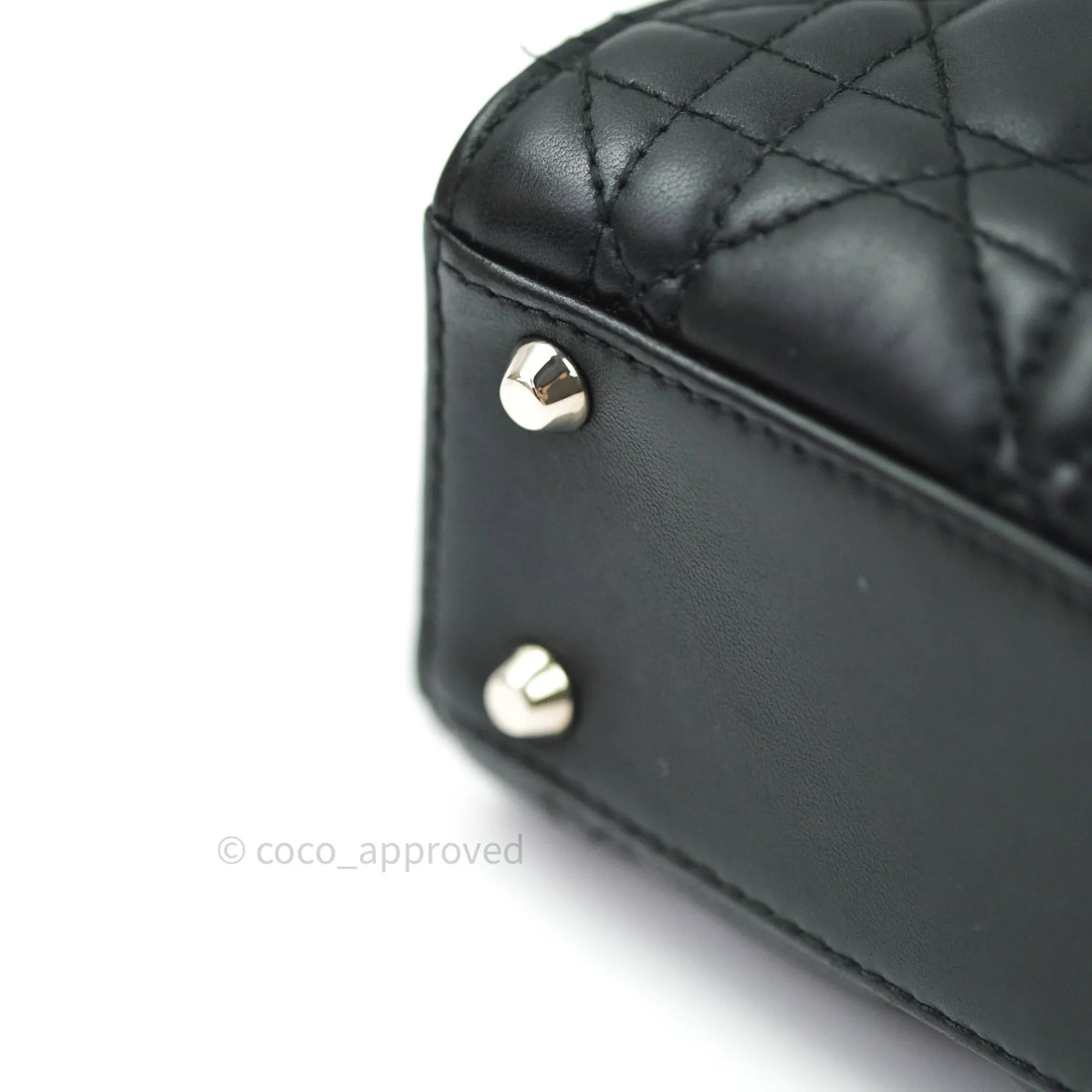 Christian Dior Cannage Mini Lady Dior Black Silver Hardware