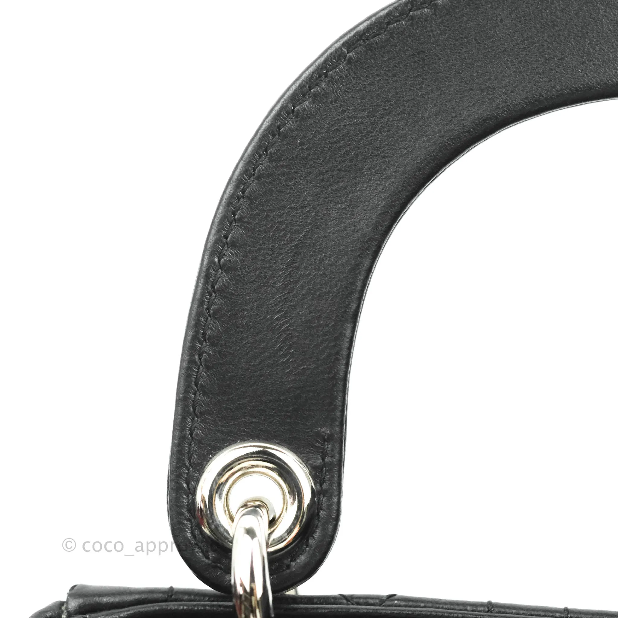 Christian Dior Cannage Mini Lady Dior Black Silver Hardware