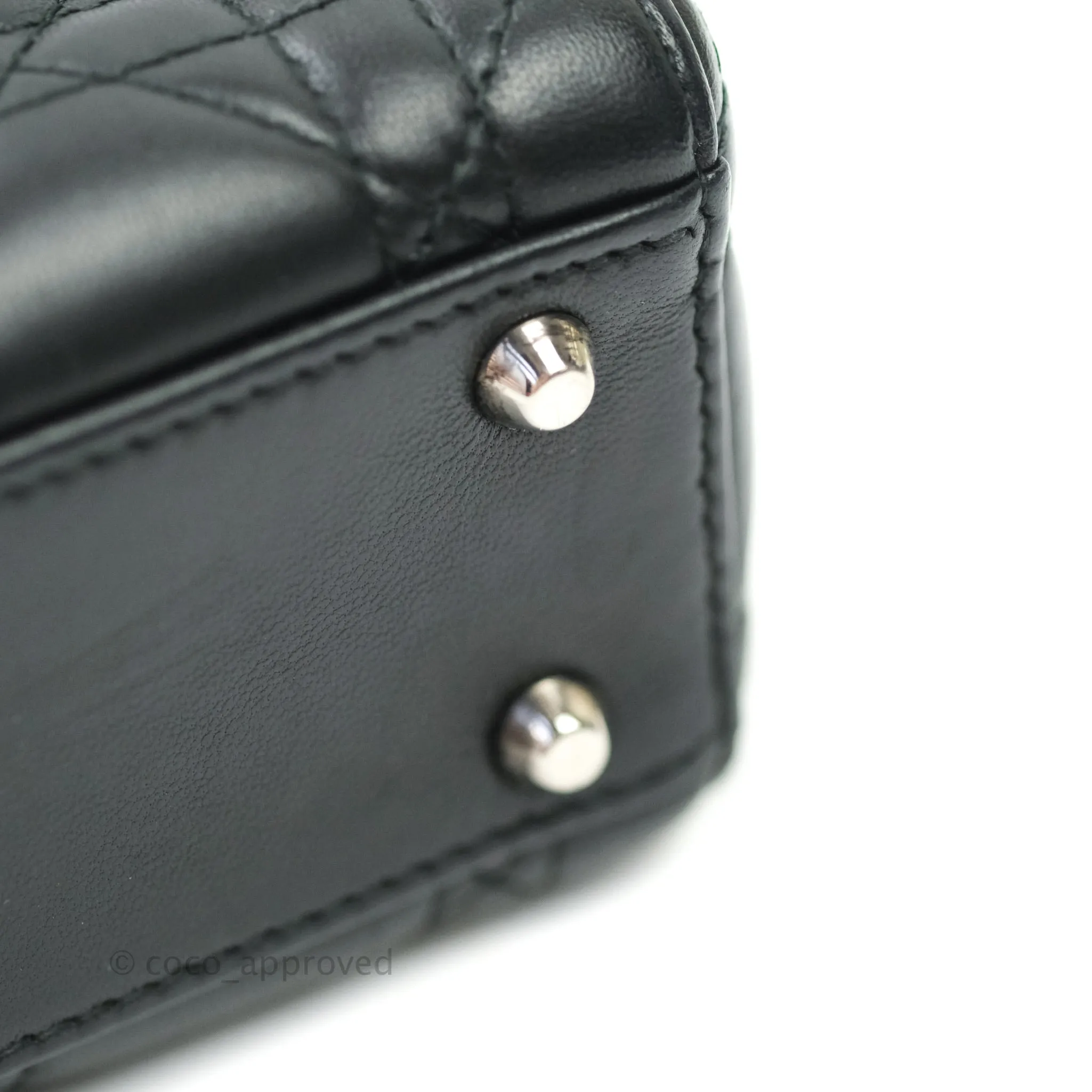 Christian Dior Cannage Mini Lady Dior Black Silver Hardware