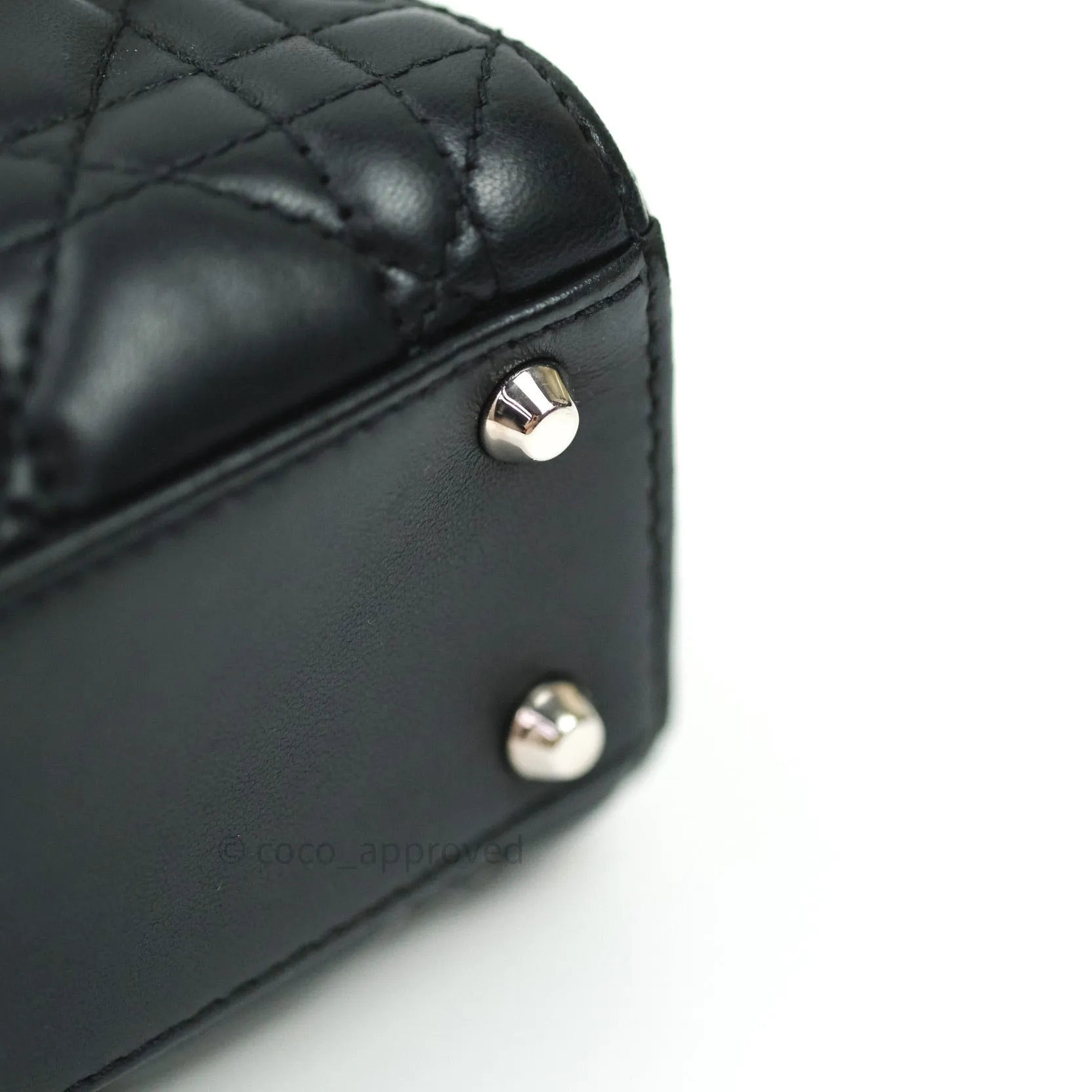 Christian Dior Cannage Mini Lady Dior Black Silver Hardware