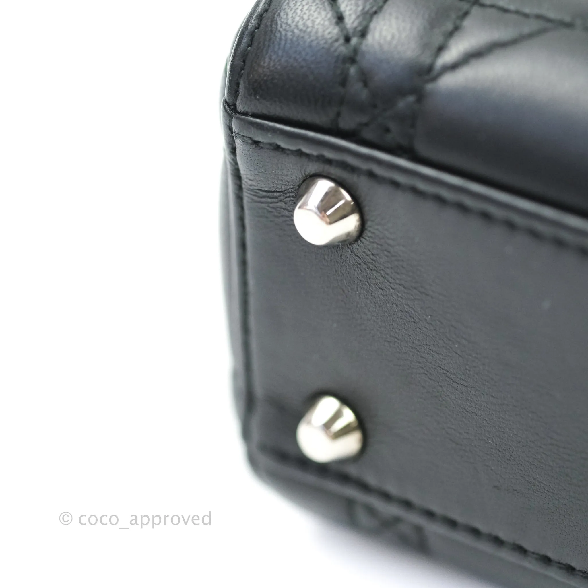 Christian Dior Cannage Mini Lady Dior Black Silver Hardware