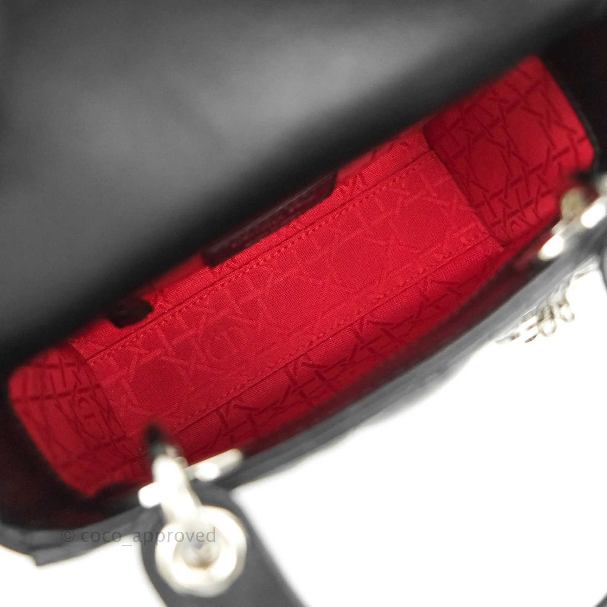 Christian Dior Cannage Mini Lady Dior Black Silver Hardware