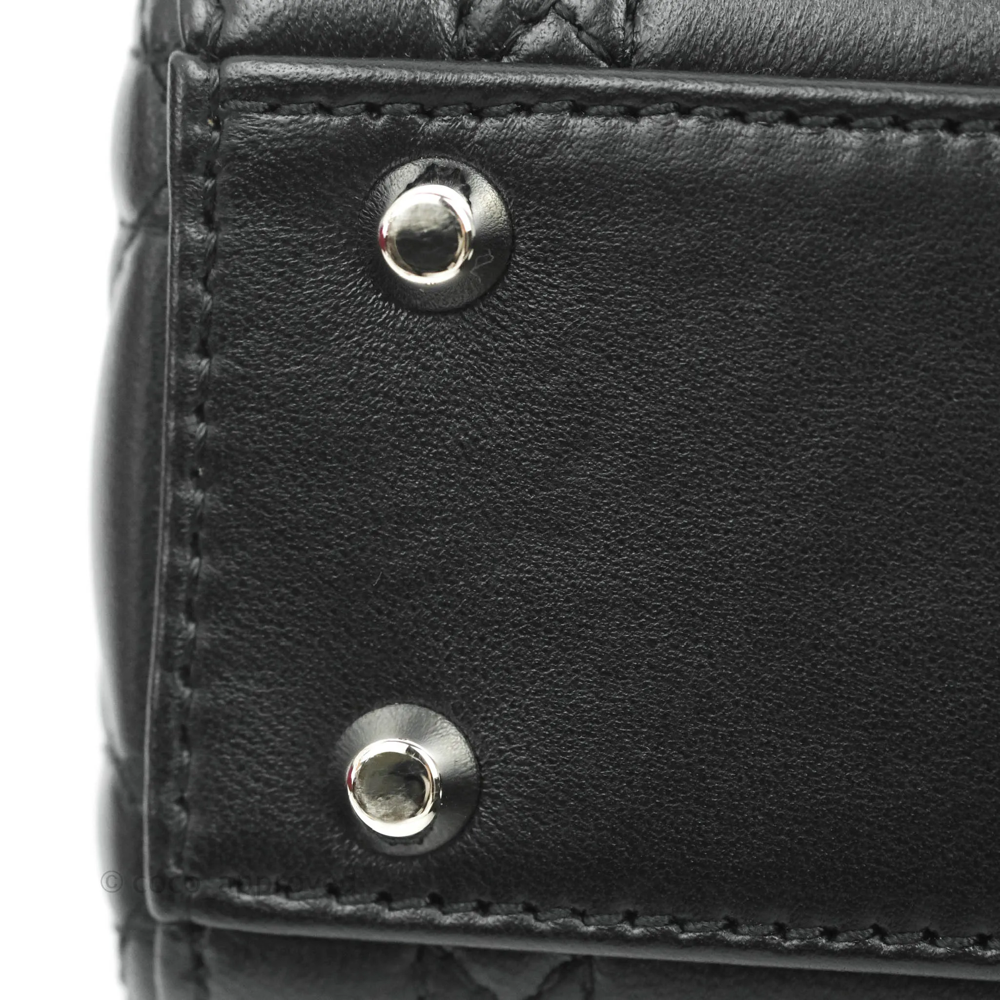 Christian Dior Cannage Mini Lady Dior Black Silver Hardware