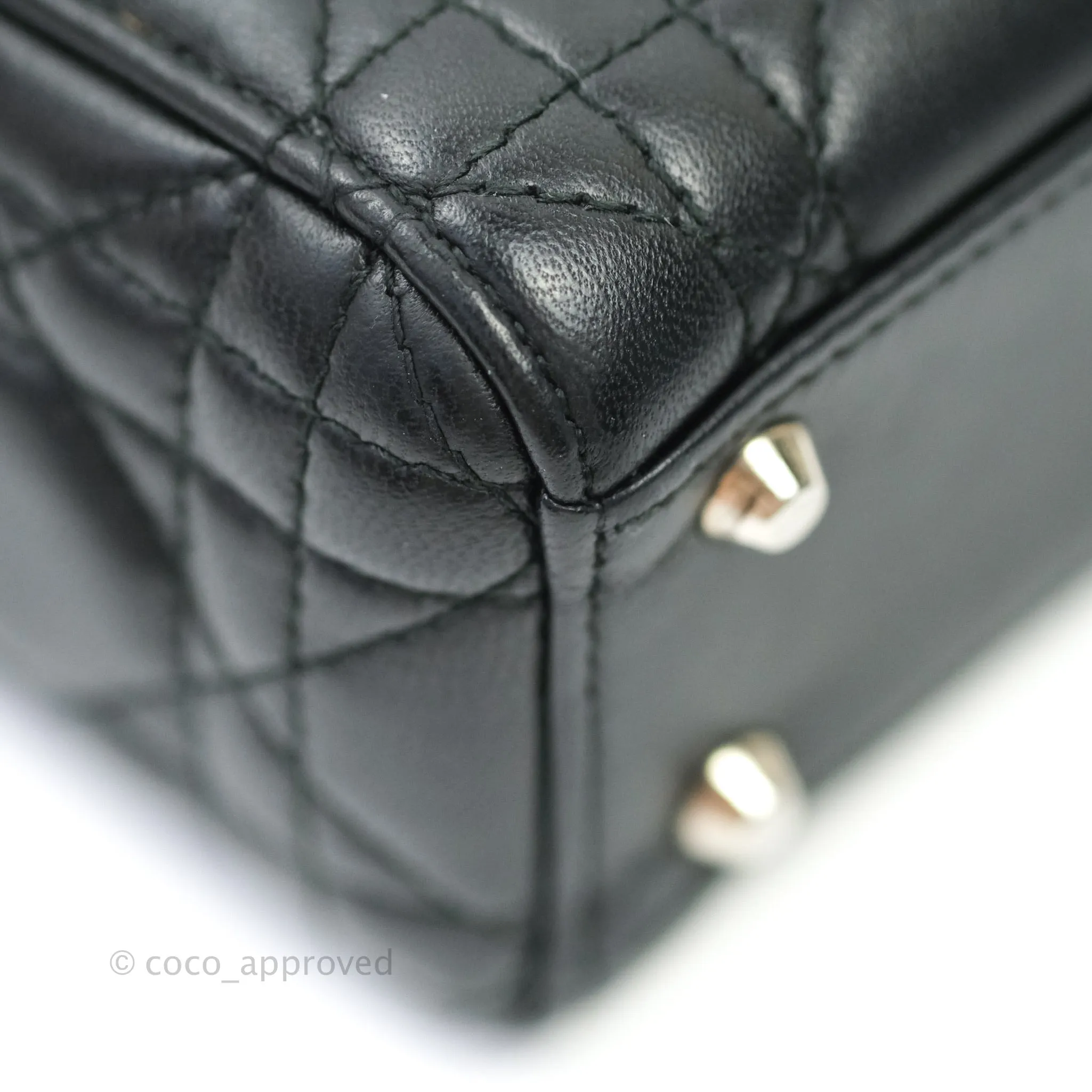 Christian Dior Cannage Mini Lady Dior Black Silver Hardware