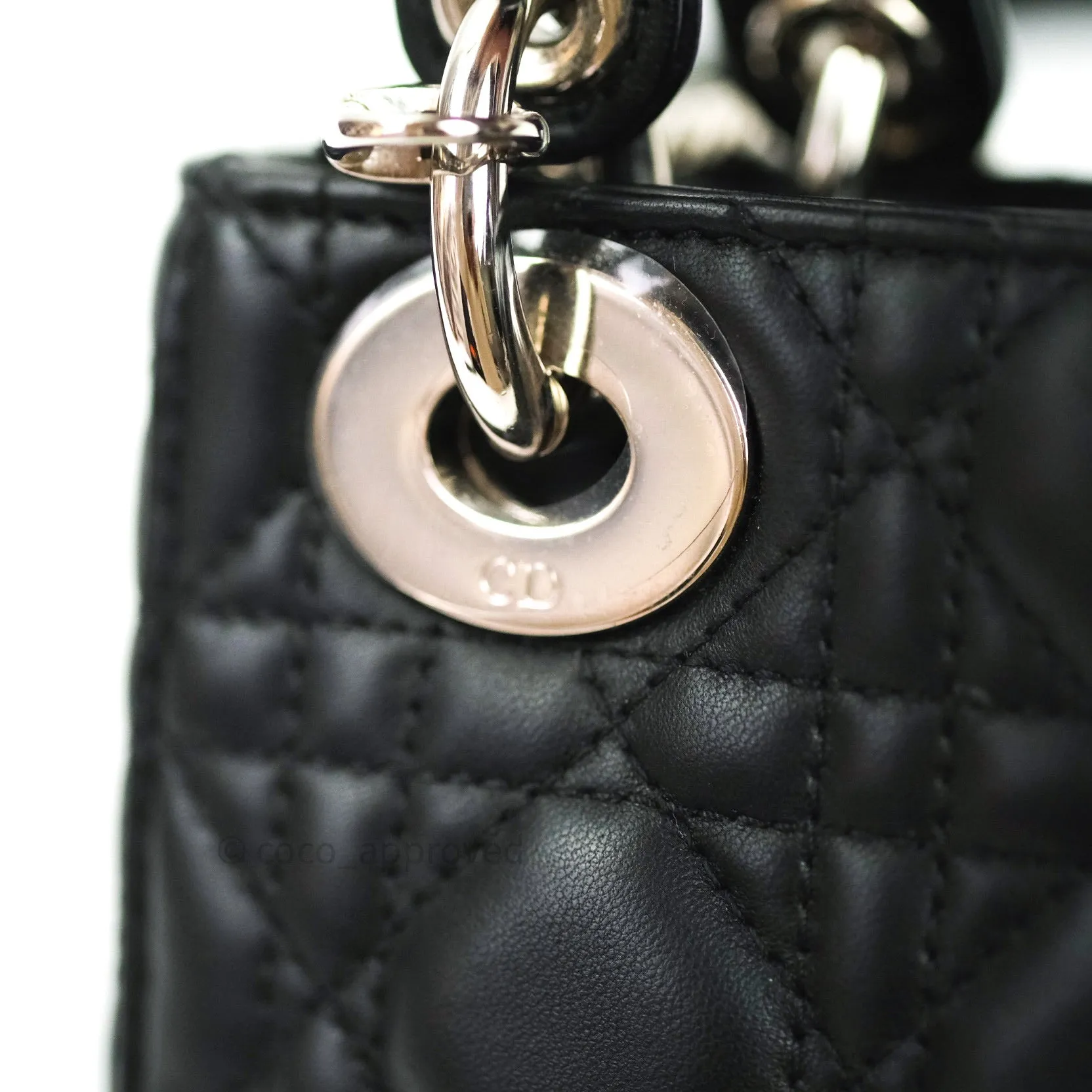 Christian Dior Cannage Mini Lady Dior Black Silver Hardware