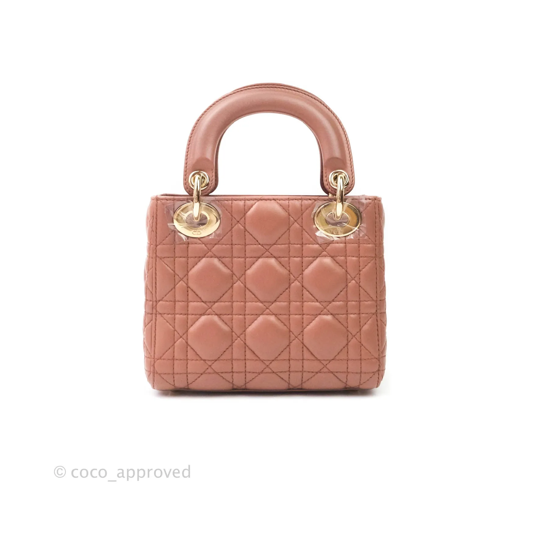 Christian Dior Cannage Mini Lady Dior Dark Beige Gold Hardware